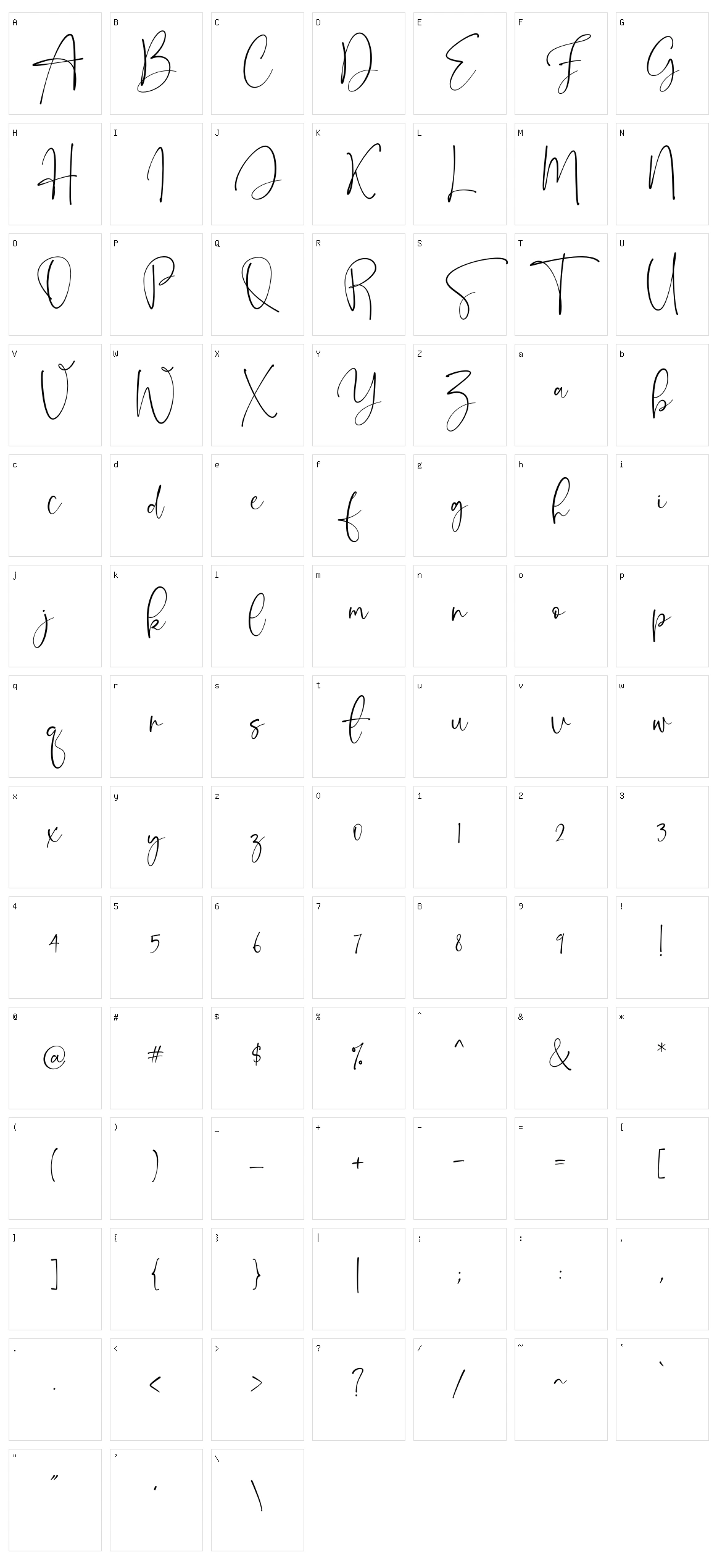 Onesty Signature Character Set