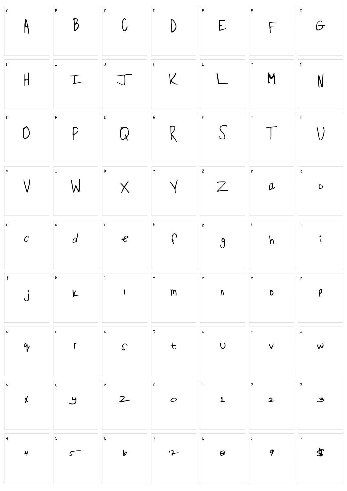 Open Hatch Character Set