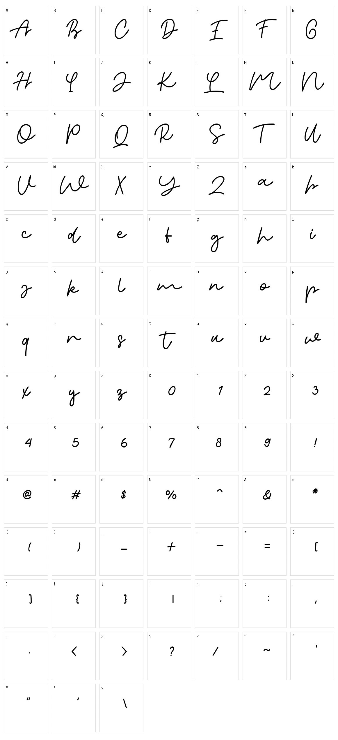 Orabelle Character Set