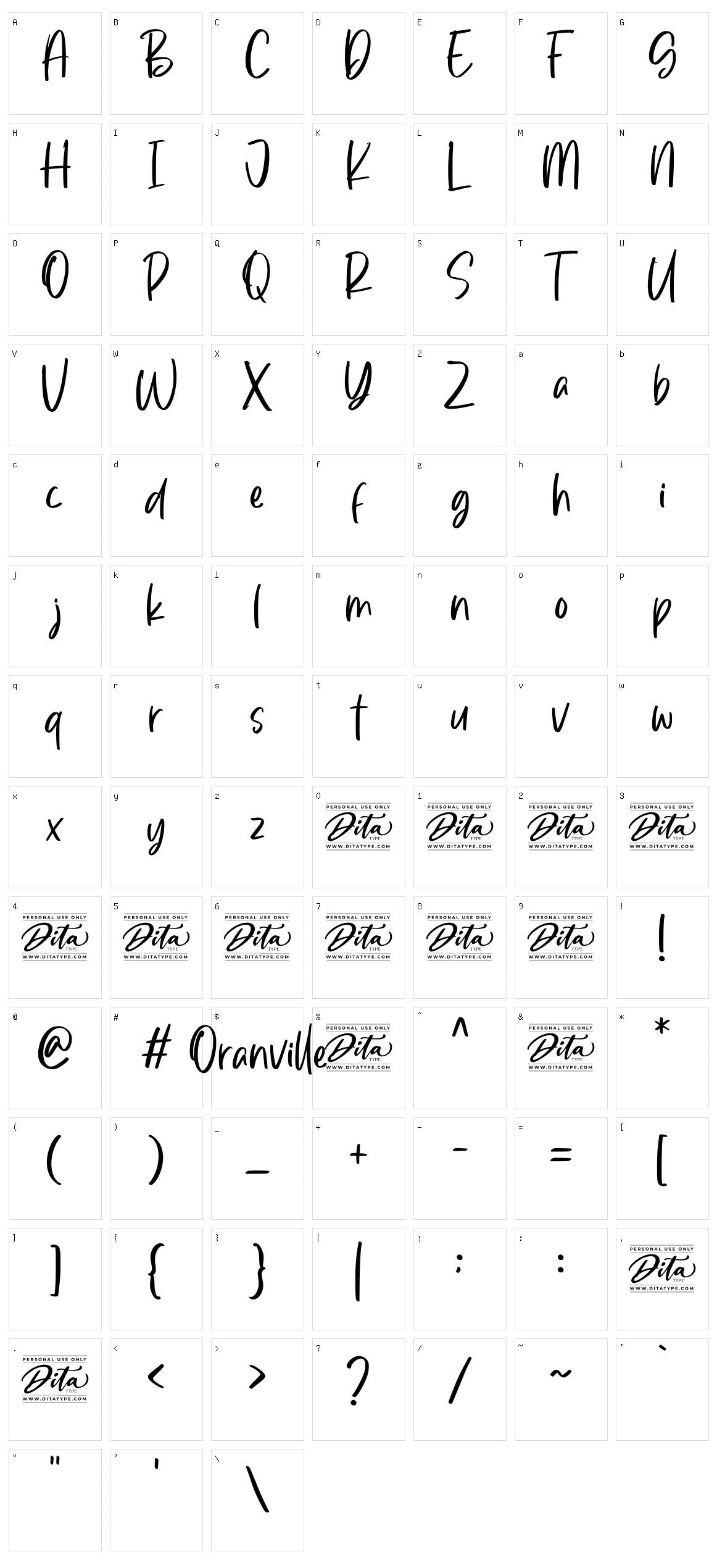 Oranville Character Set