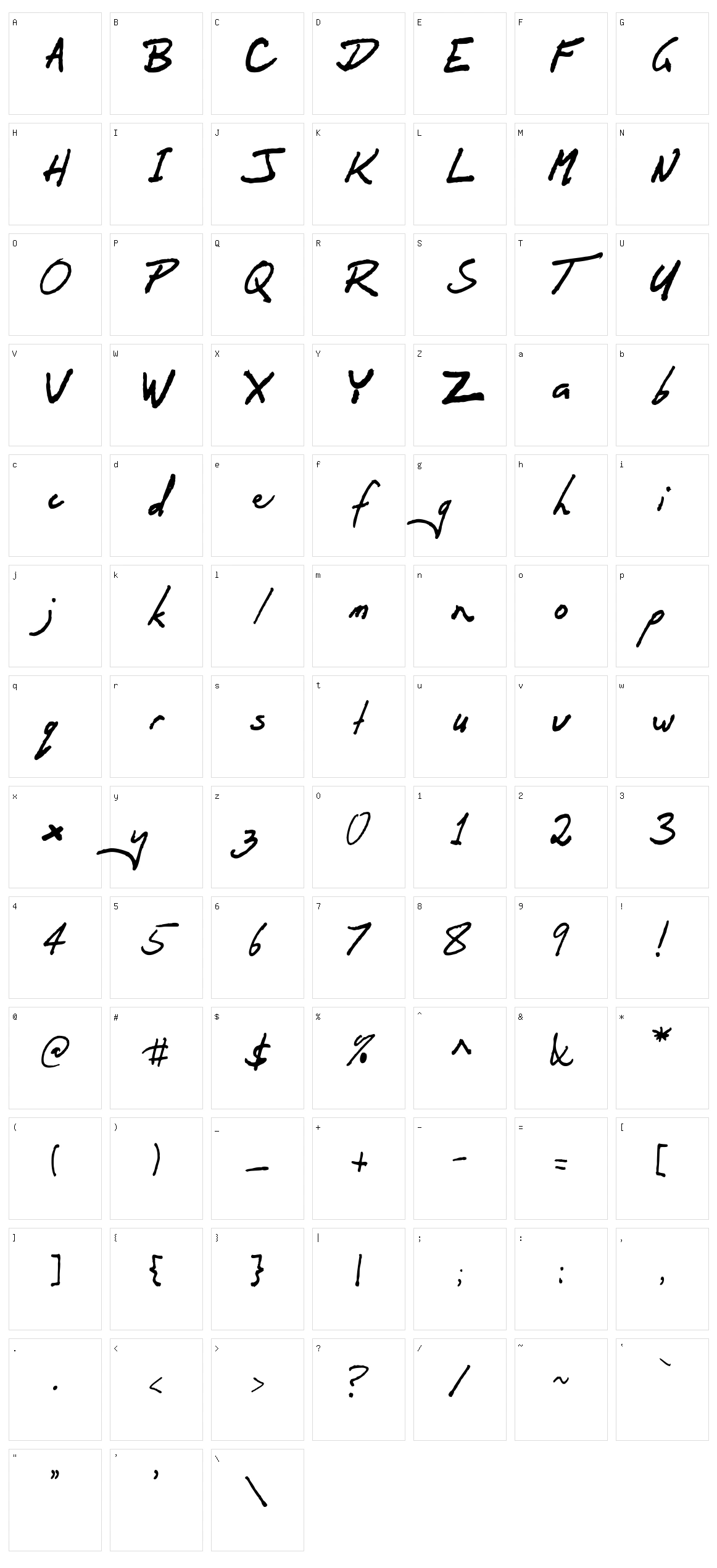Oren Script Character Set