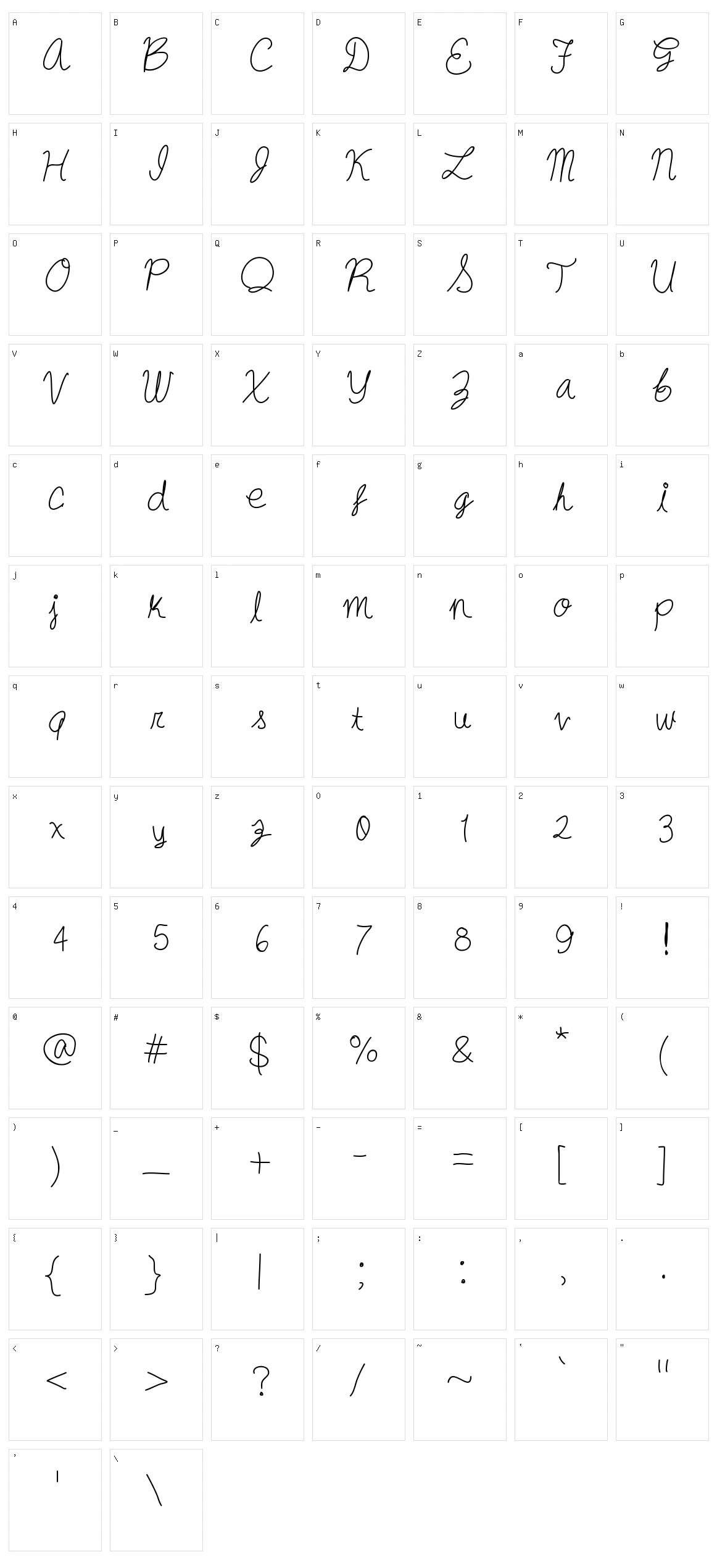Oysternubsscript Character Set