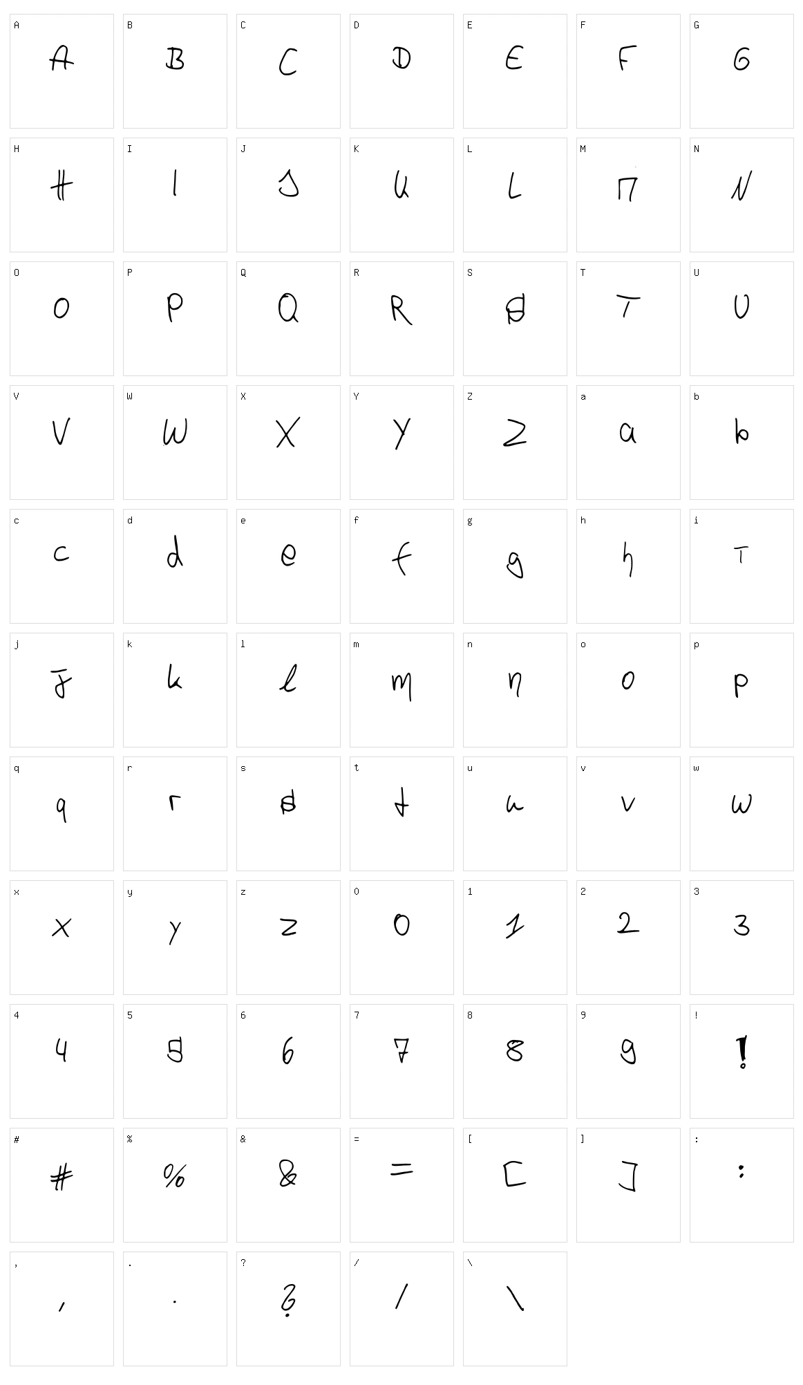 p4r4d0x h4ndwr1tt3n Character Set