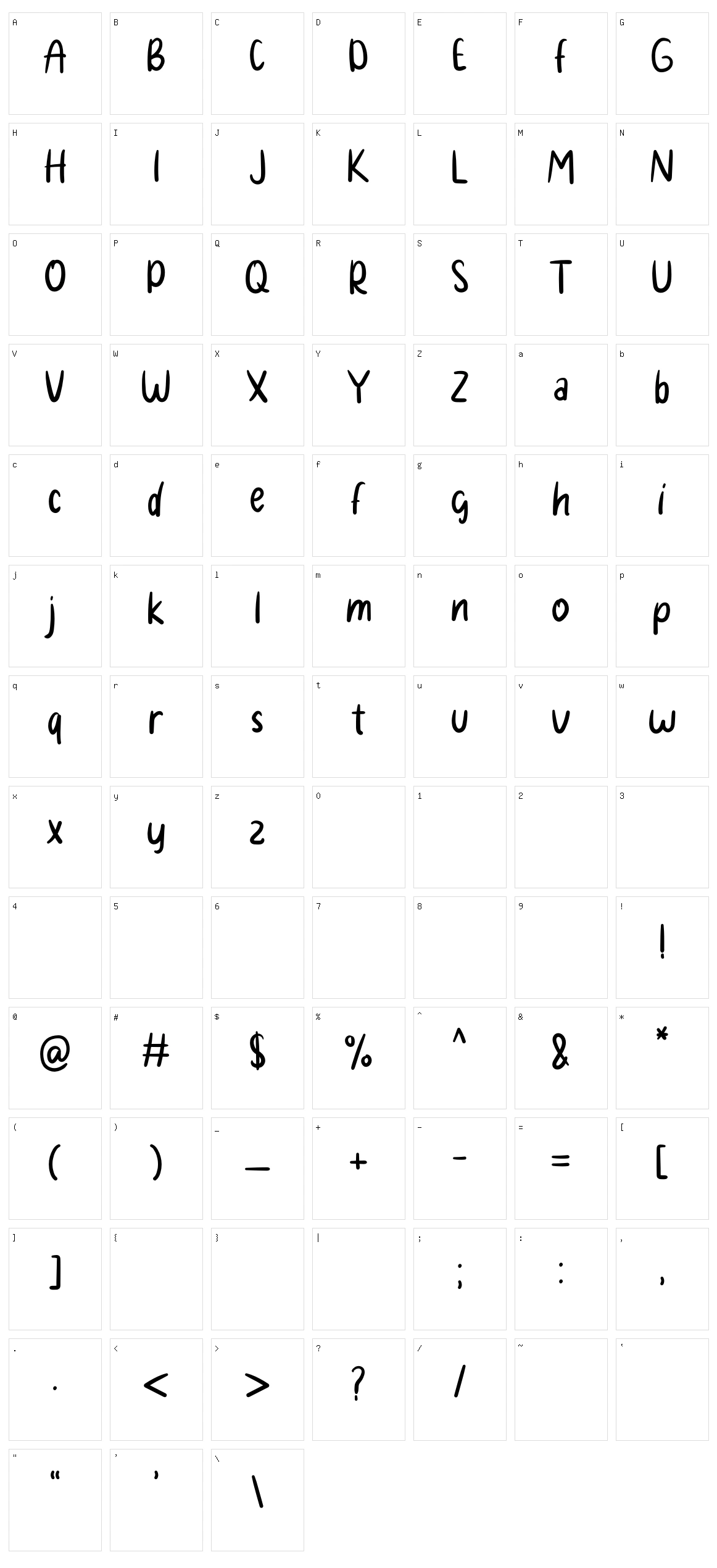 Paceklik Character Set