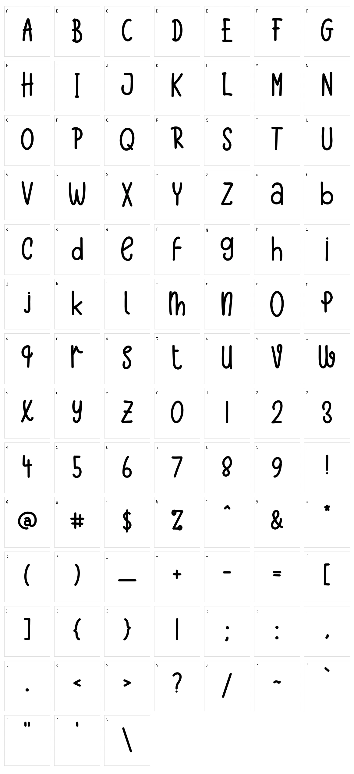 Pandamie Character Set