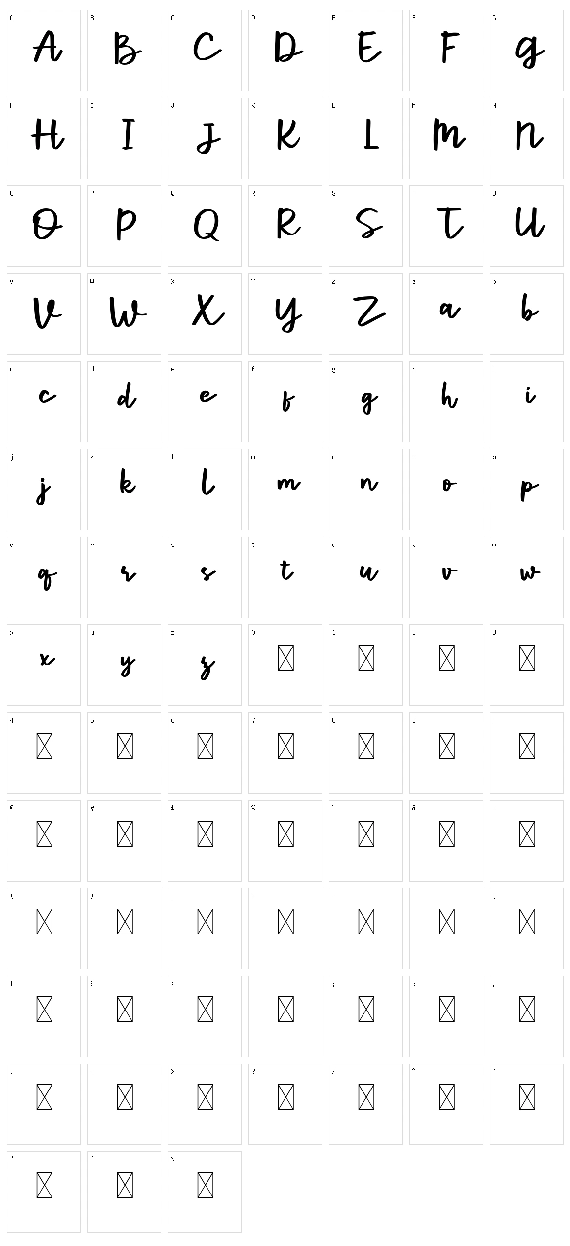 Parcely Character Set