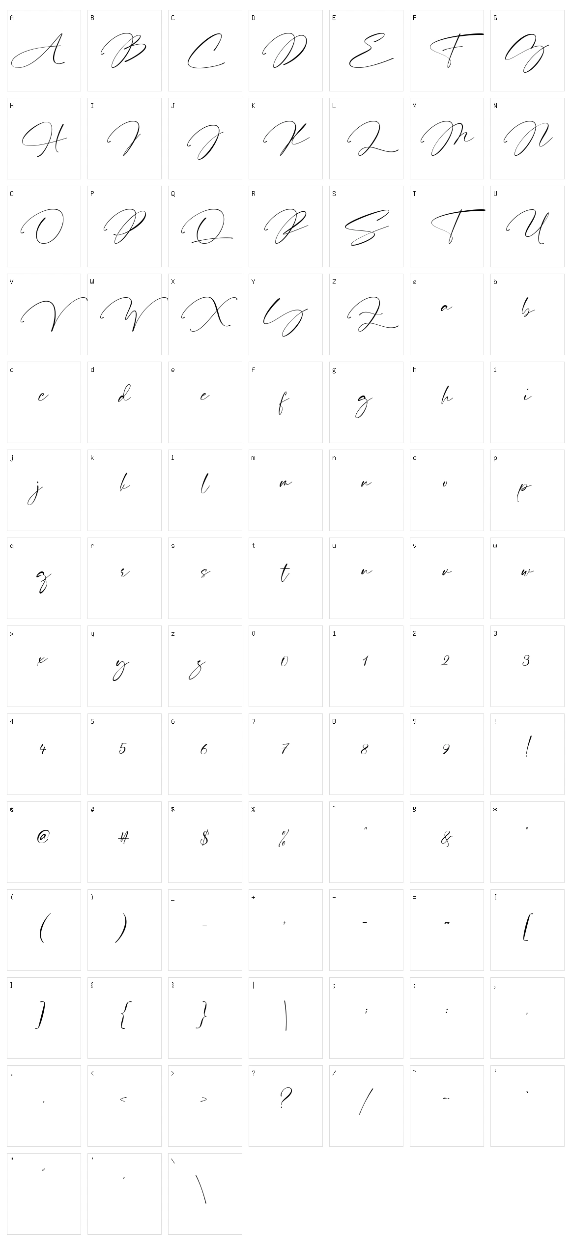 Pardone Character Set