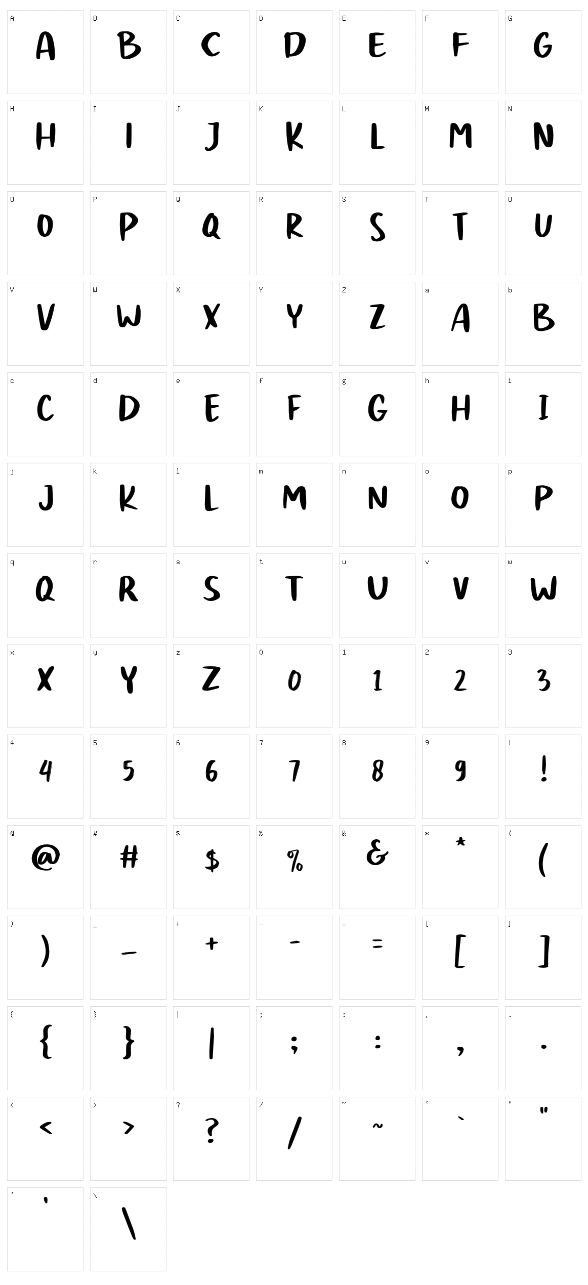 Passtyn Script Character Set