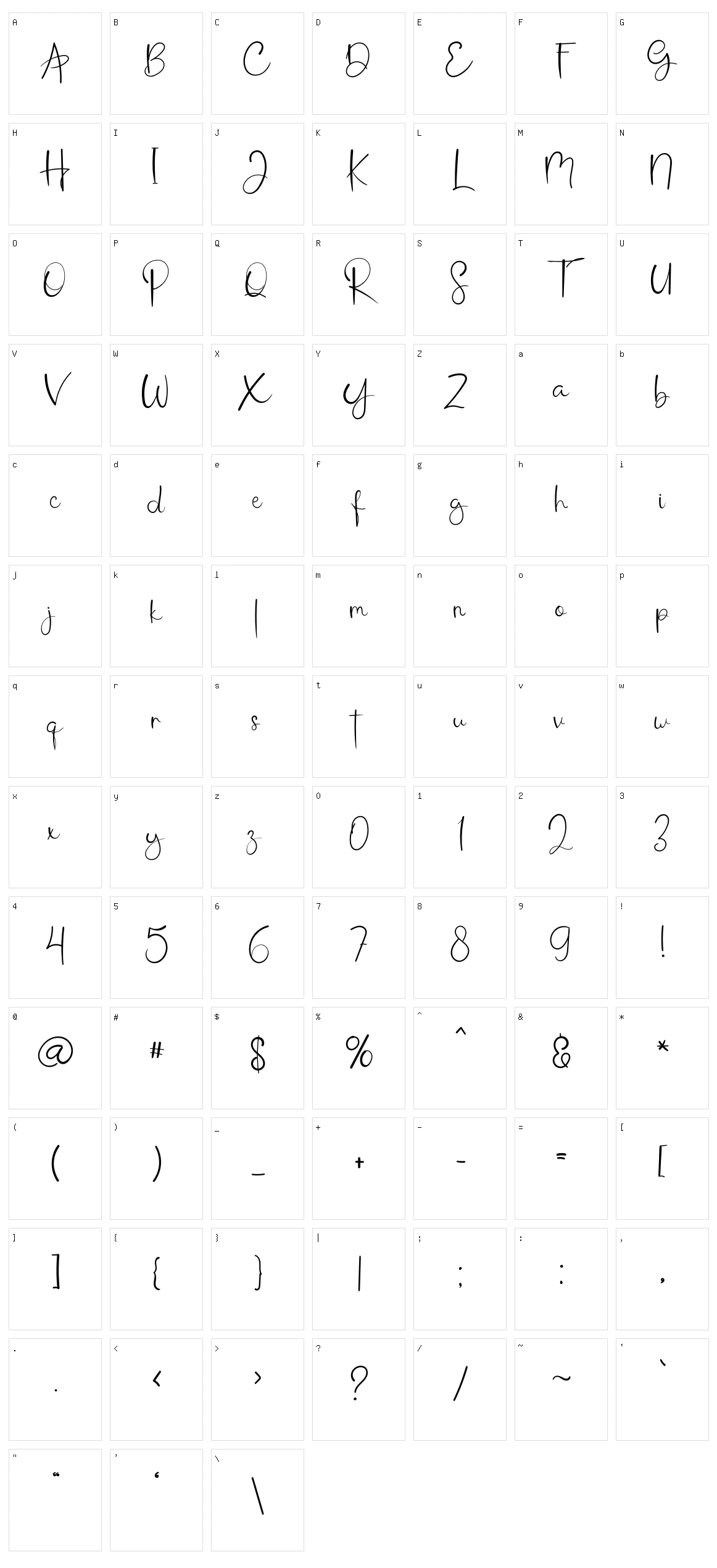 Pastella Autography Character Set