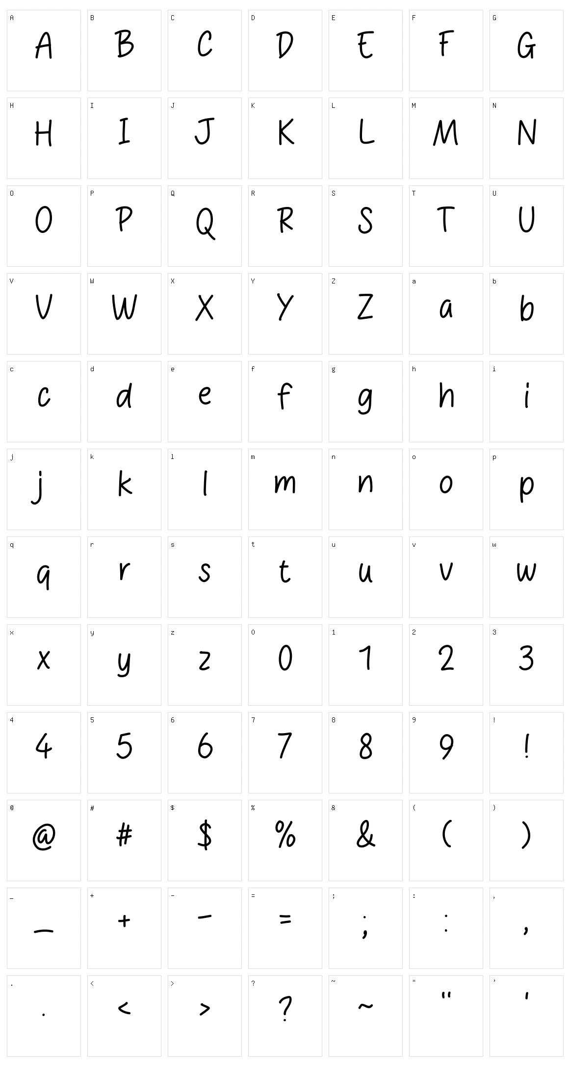 Pentool Character Set