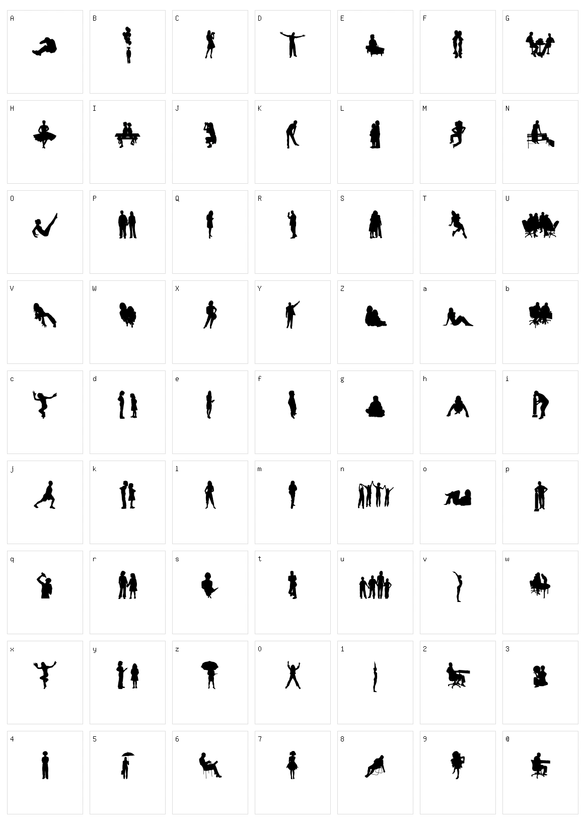 Human Silhouettes Free Four Character Set
