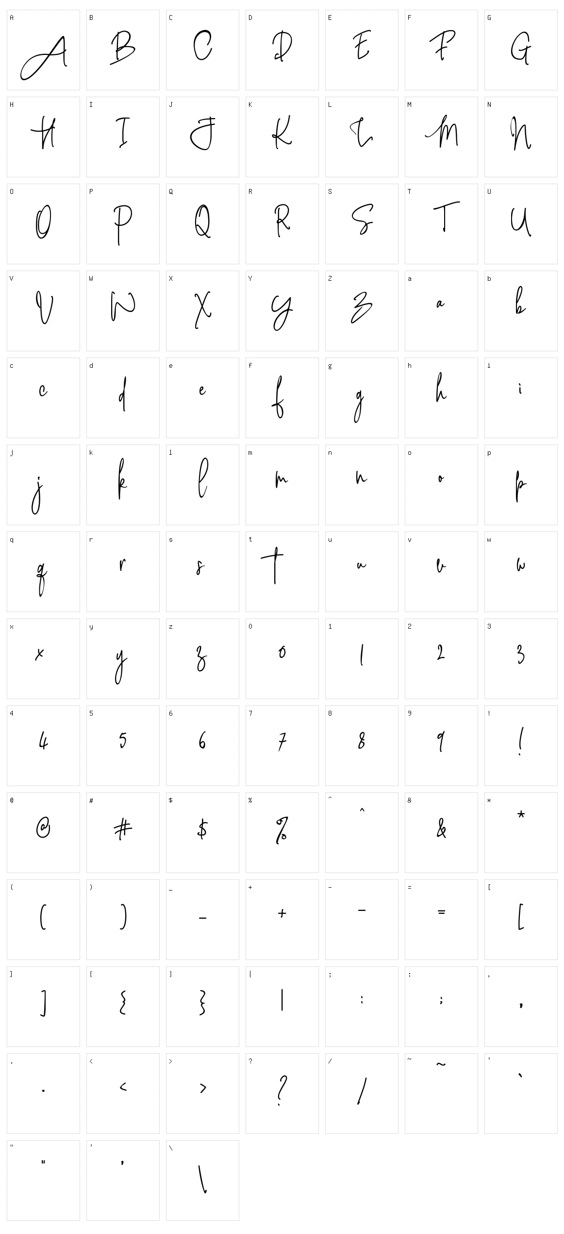 Pink Script Character Set