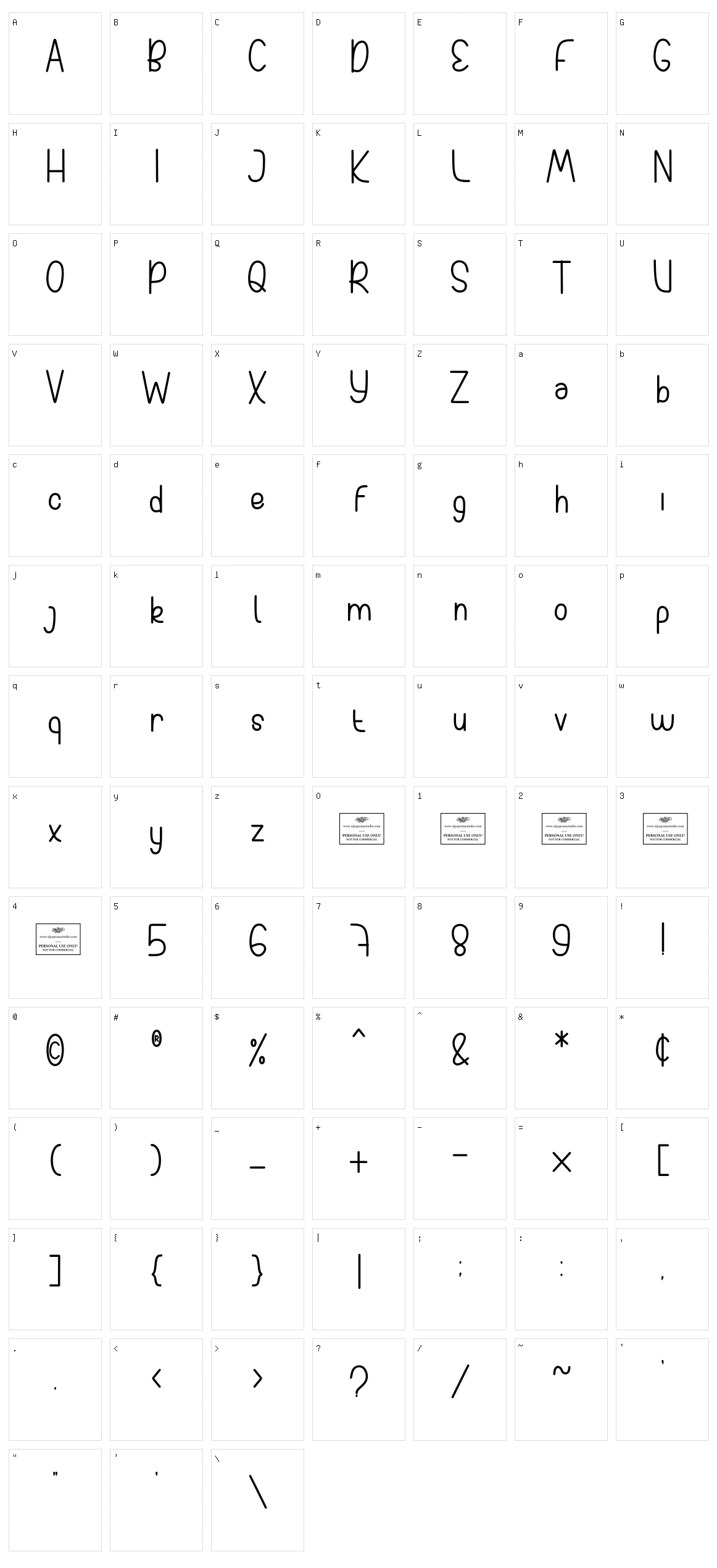 Pinky Notes Character Set