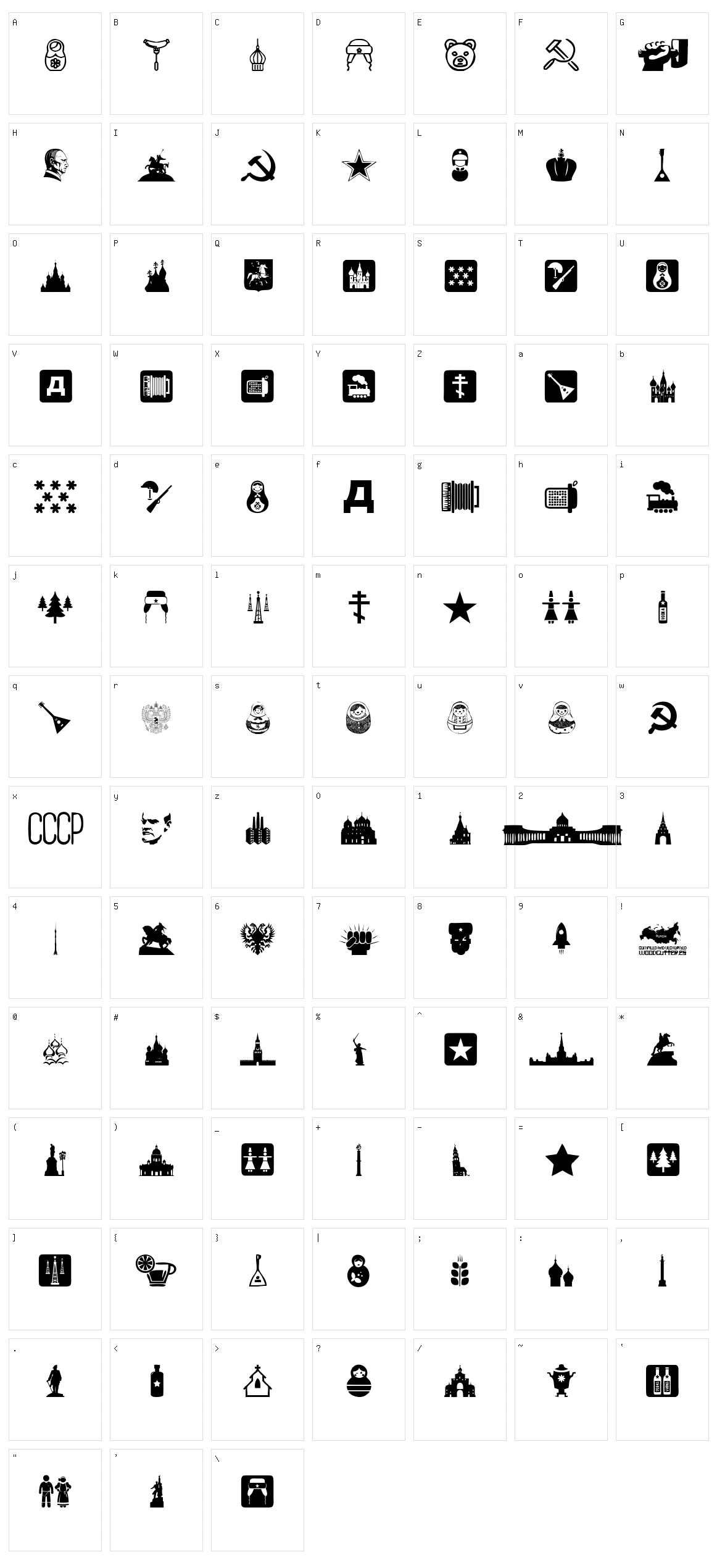 Russia Character Set