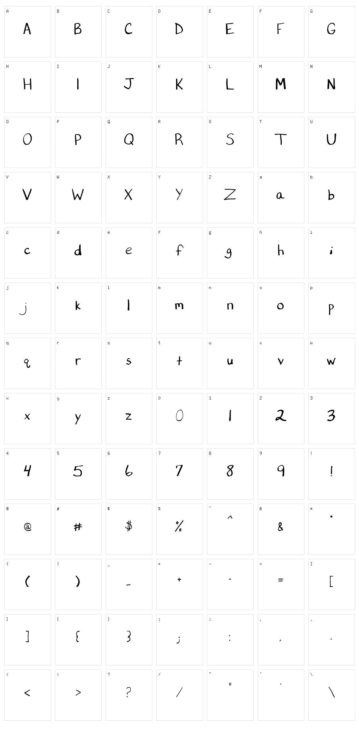 Printcess Character Set