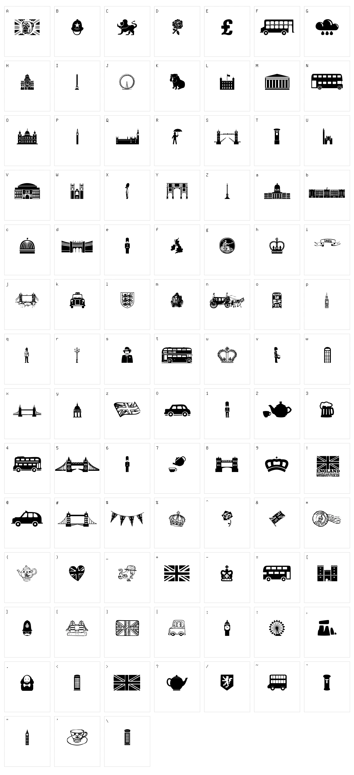 England Character Set