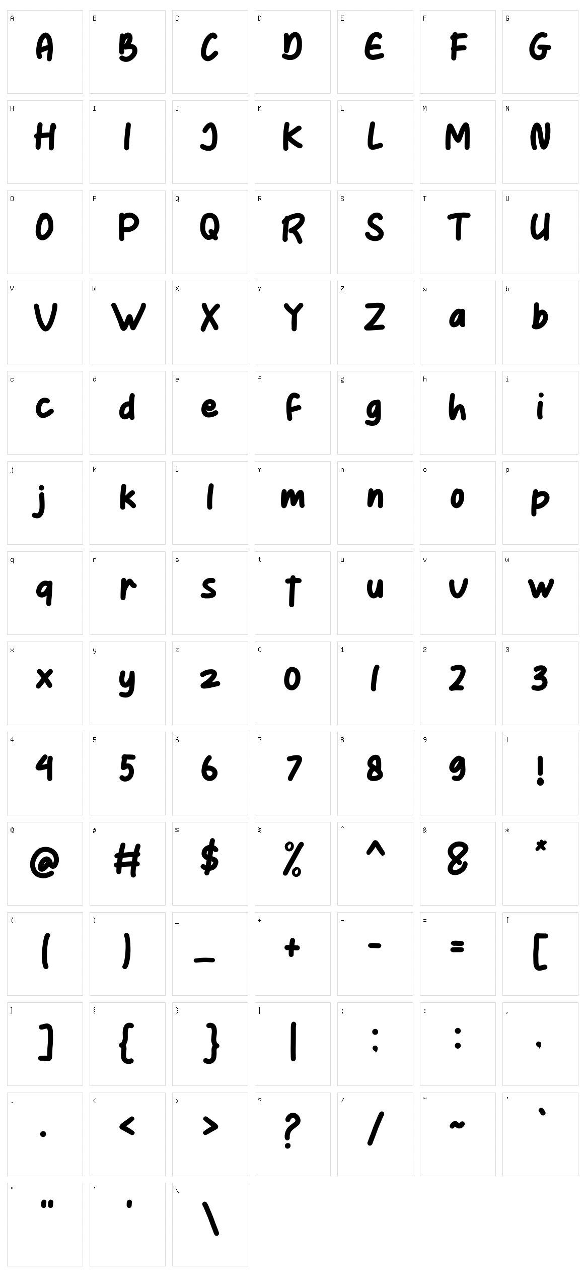 Punkiss Character Set