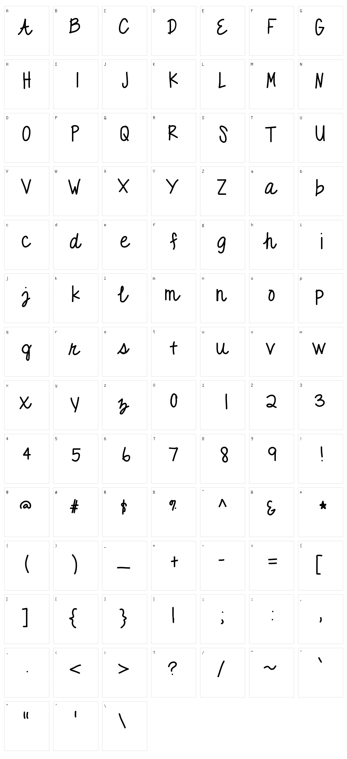 Purplelace Character Set