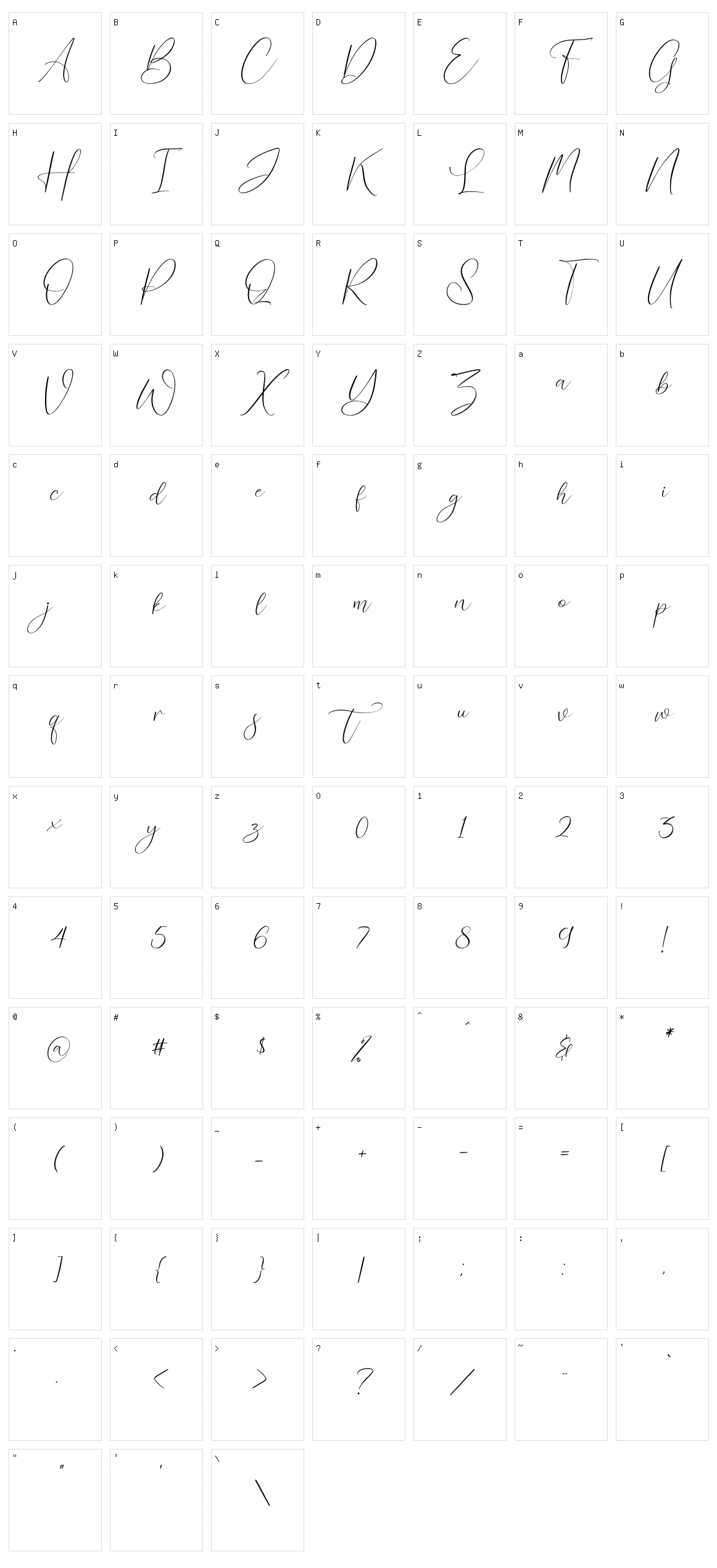 Puspita Character Set