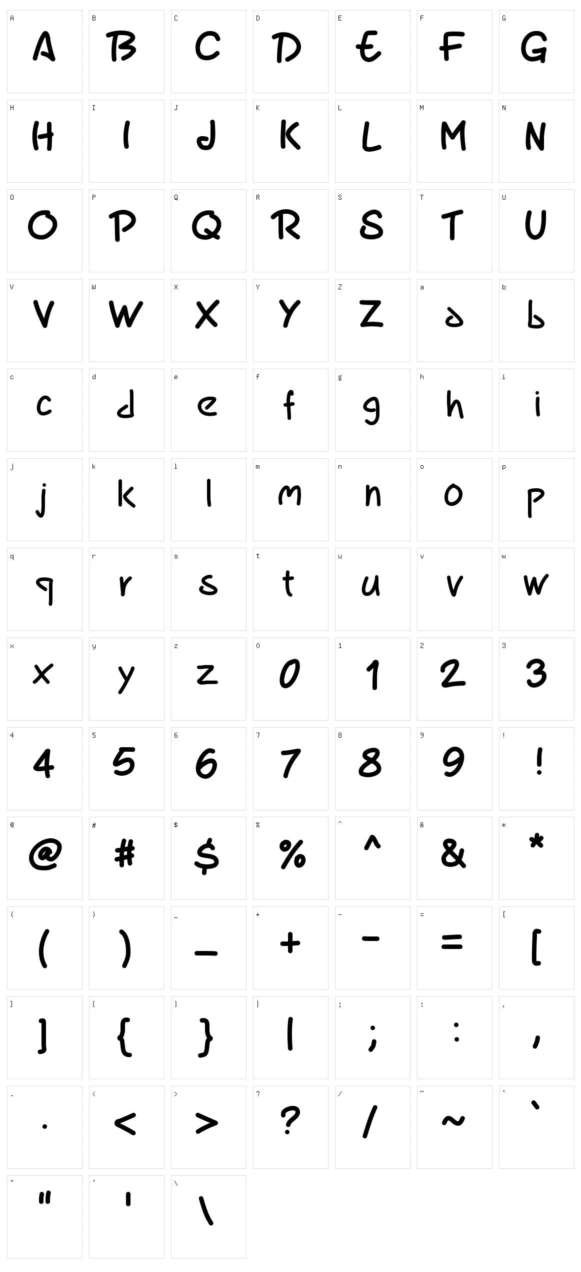 PW Marker Character Set