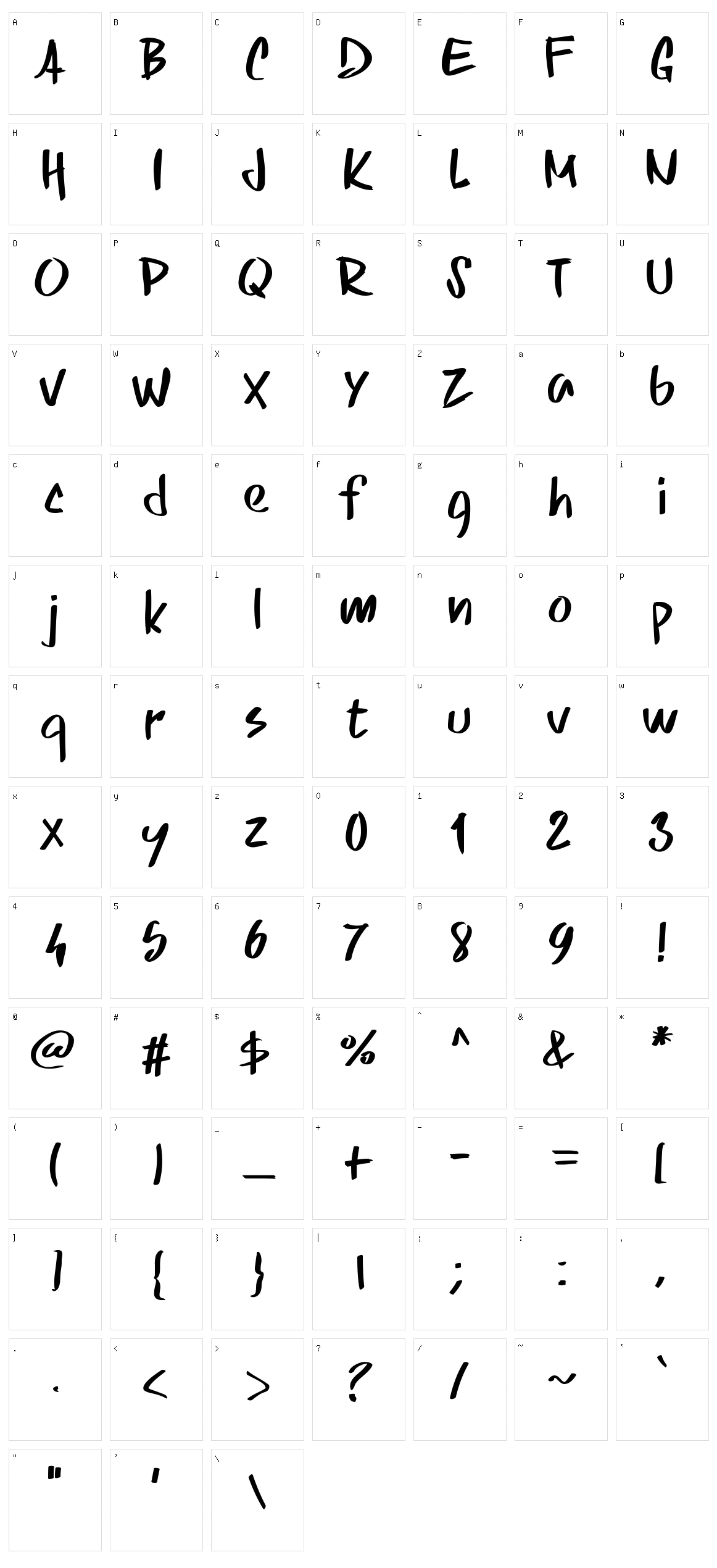 PW Skriptt Character Set