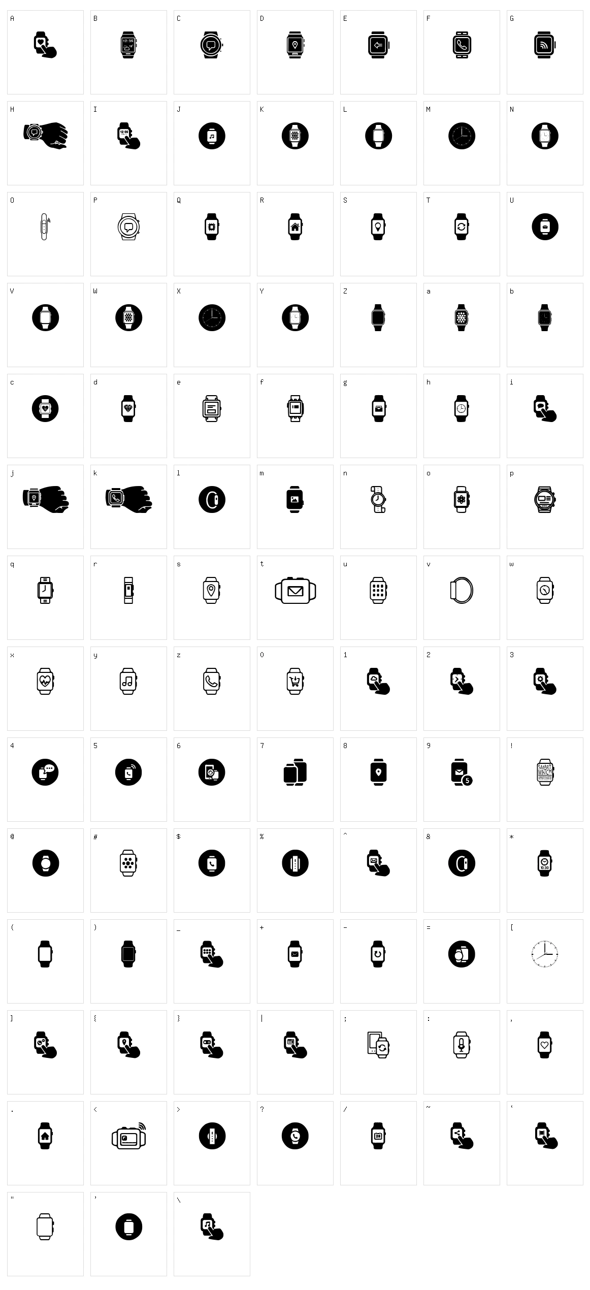 Smartwatch Character Set