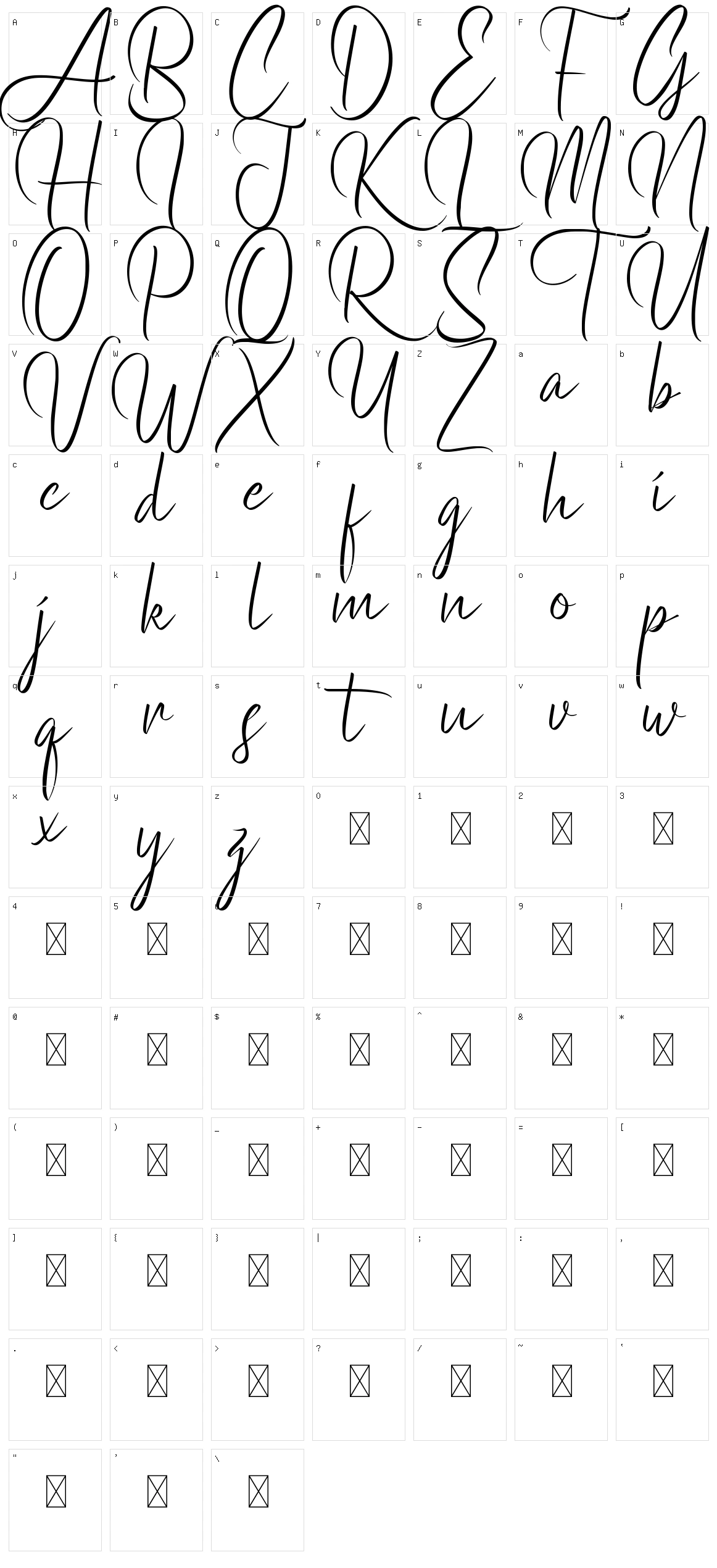 Rainwaters Character Set