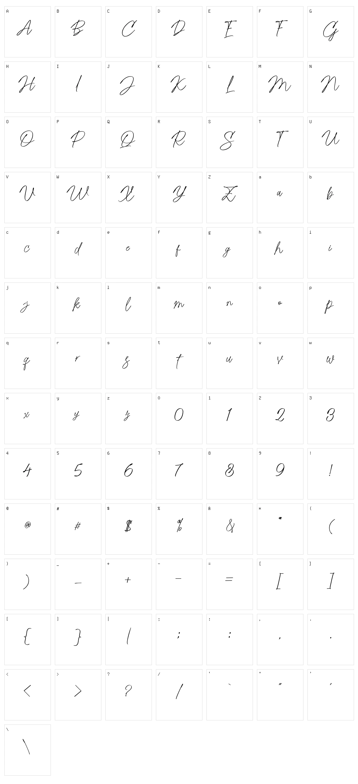 Rastell Character Set