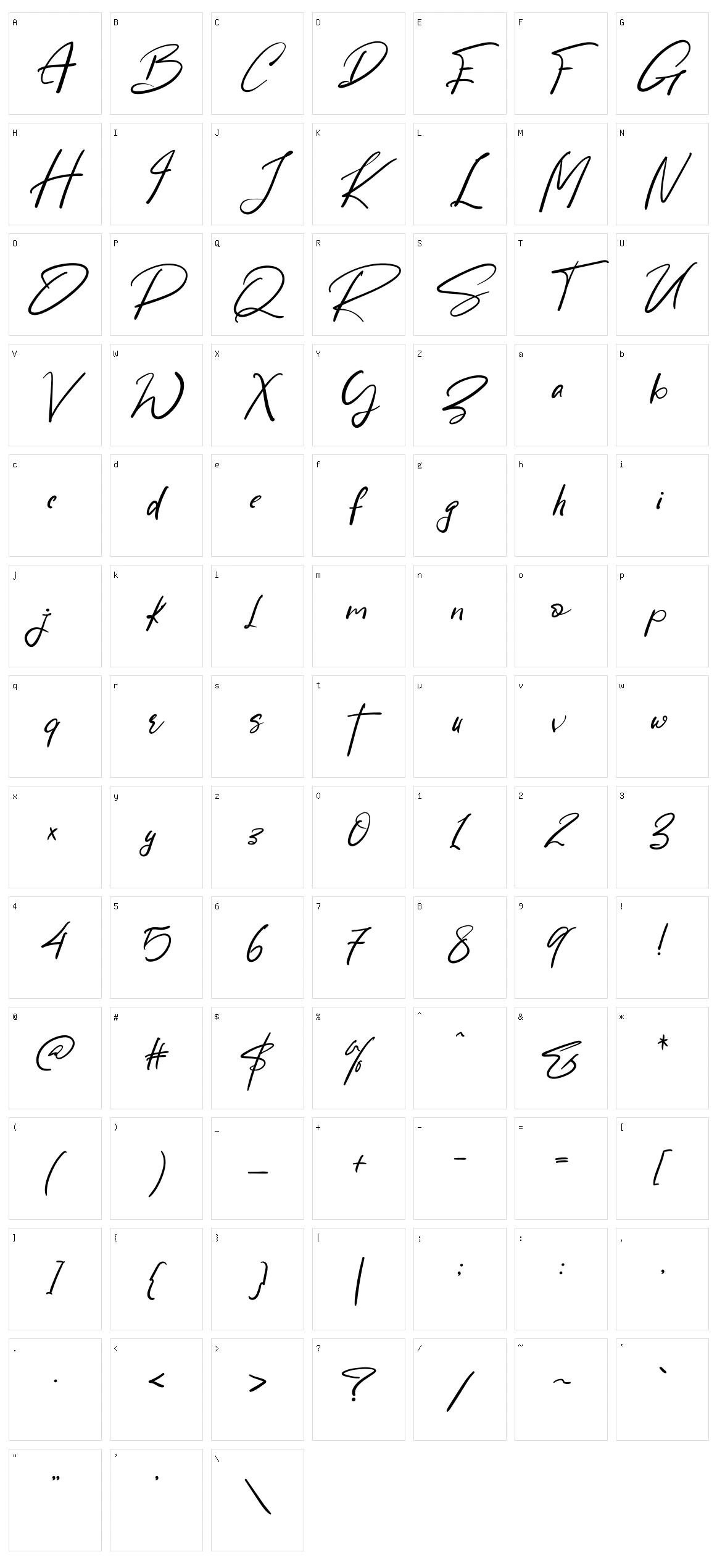 Rastin Smith Character Set