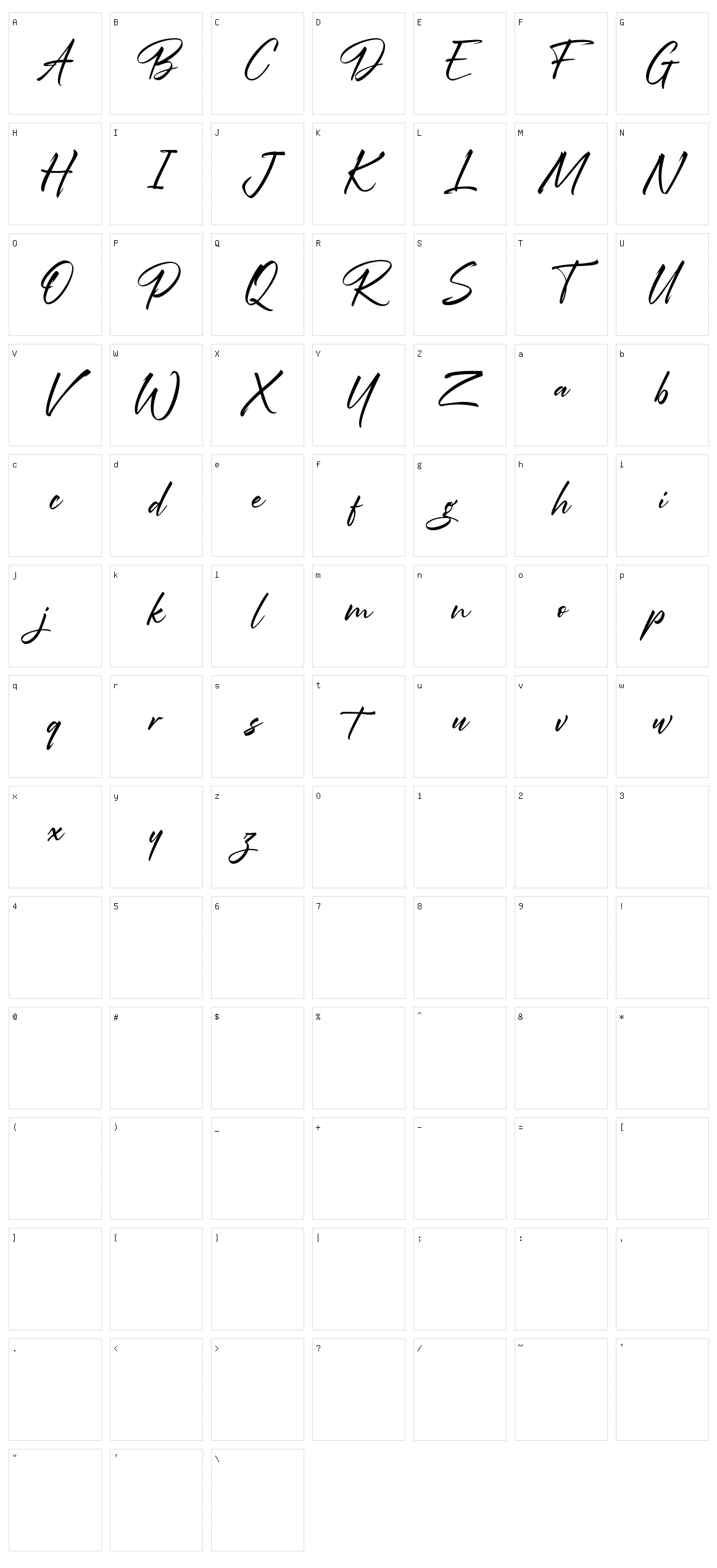 Rawrilting Character Set