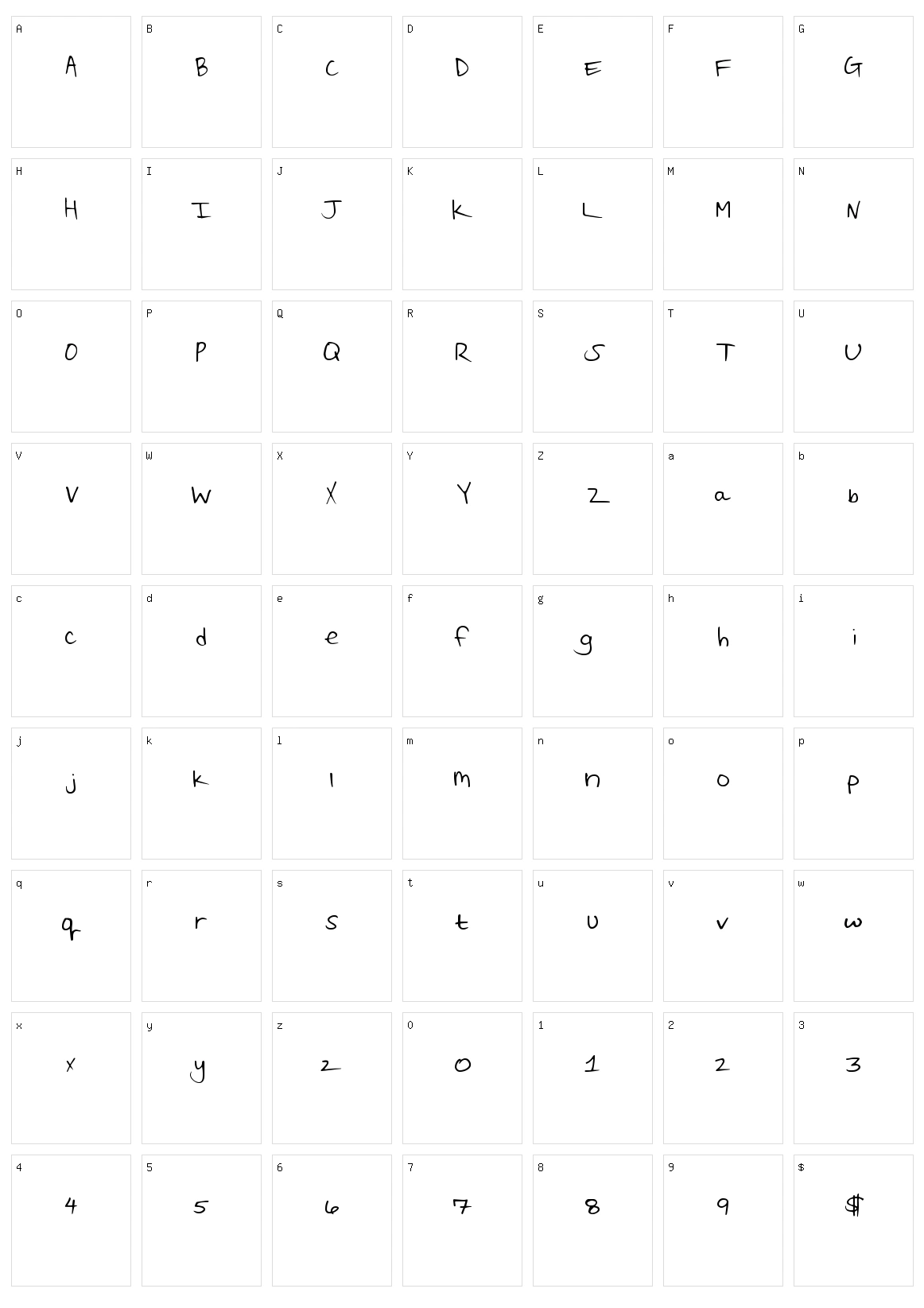 Reaganald Script Character Set
