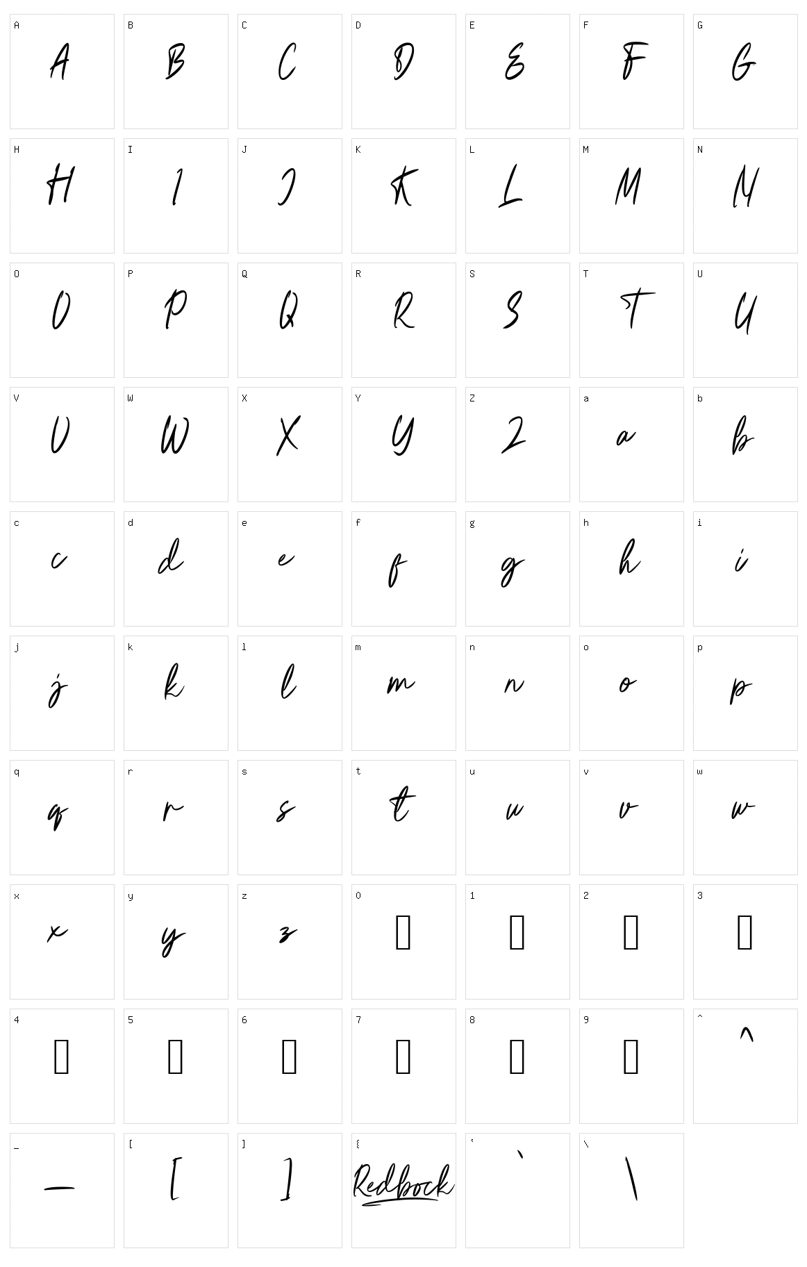 Redbock Character Set