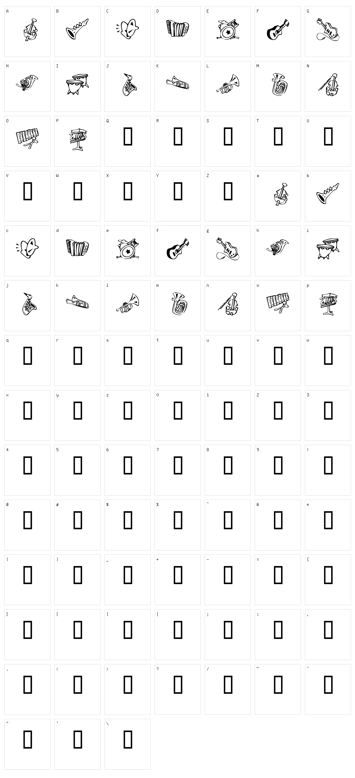 KR Music Class Character Set