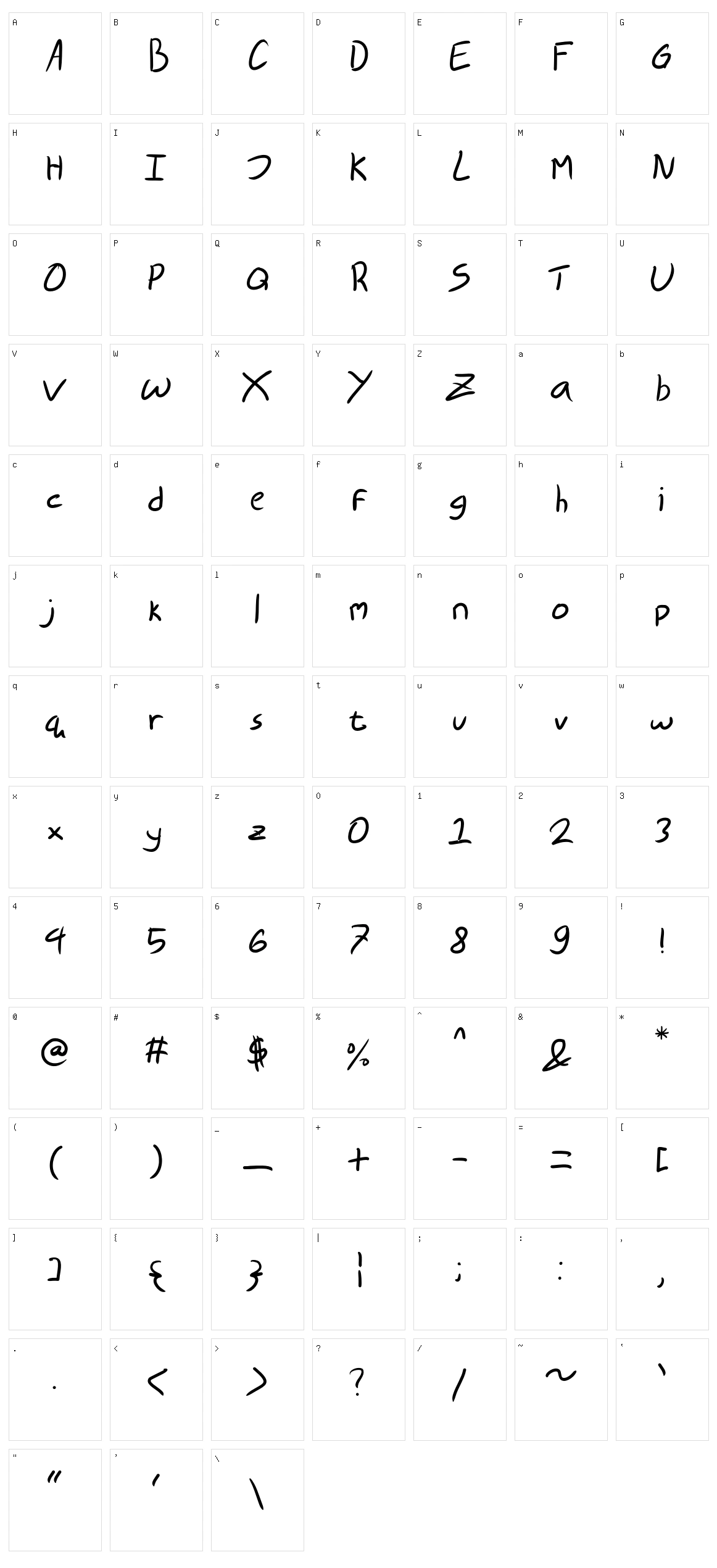 Rev's Messy Handwriting Character Set