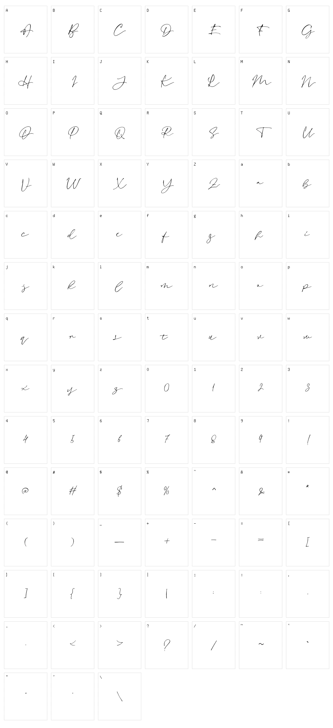 Revalina Character Set