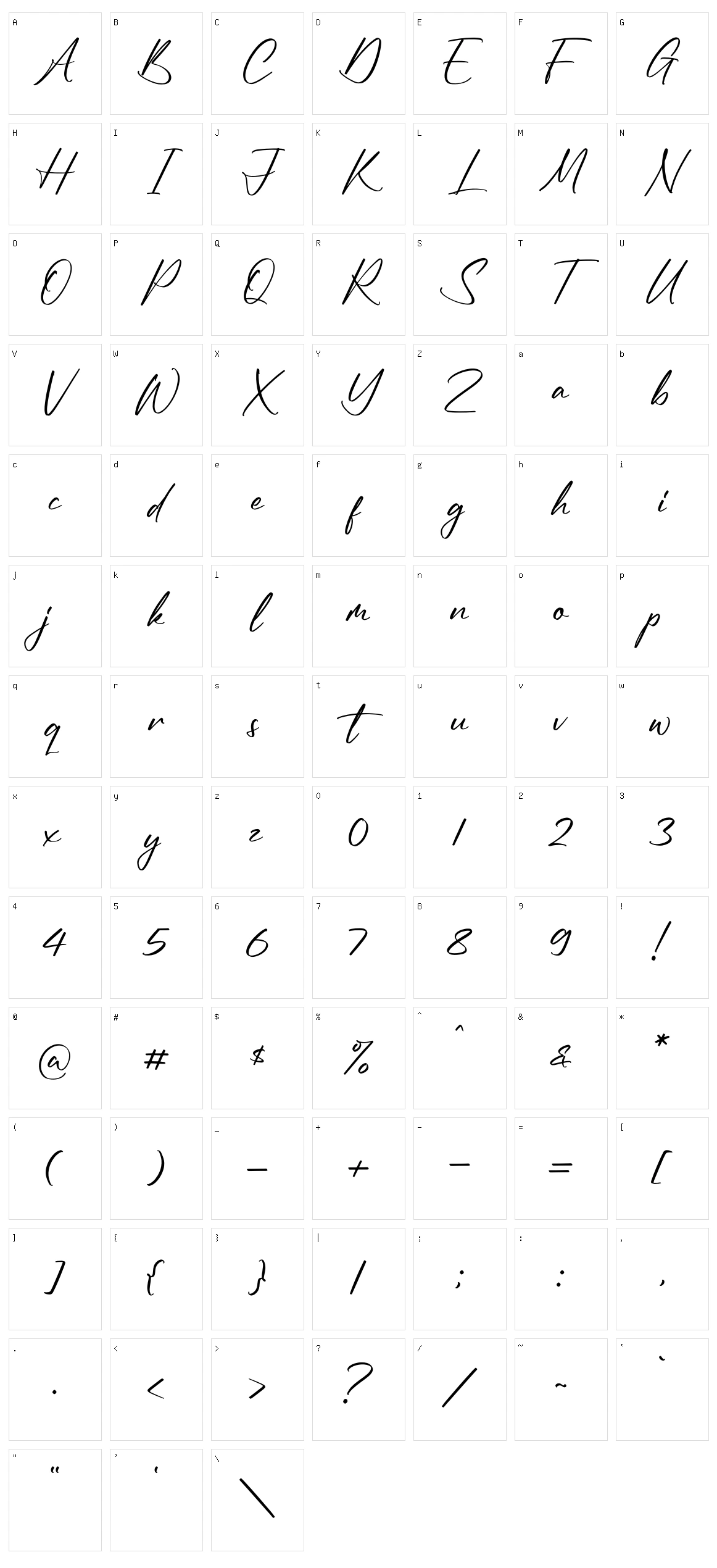 Reymonde Signature Character Set