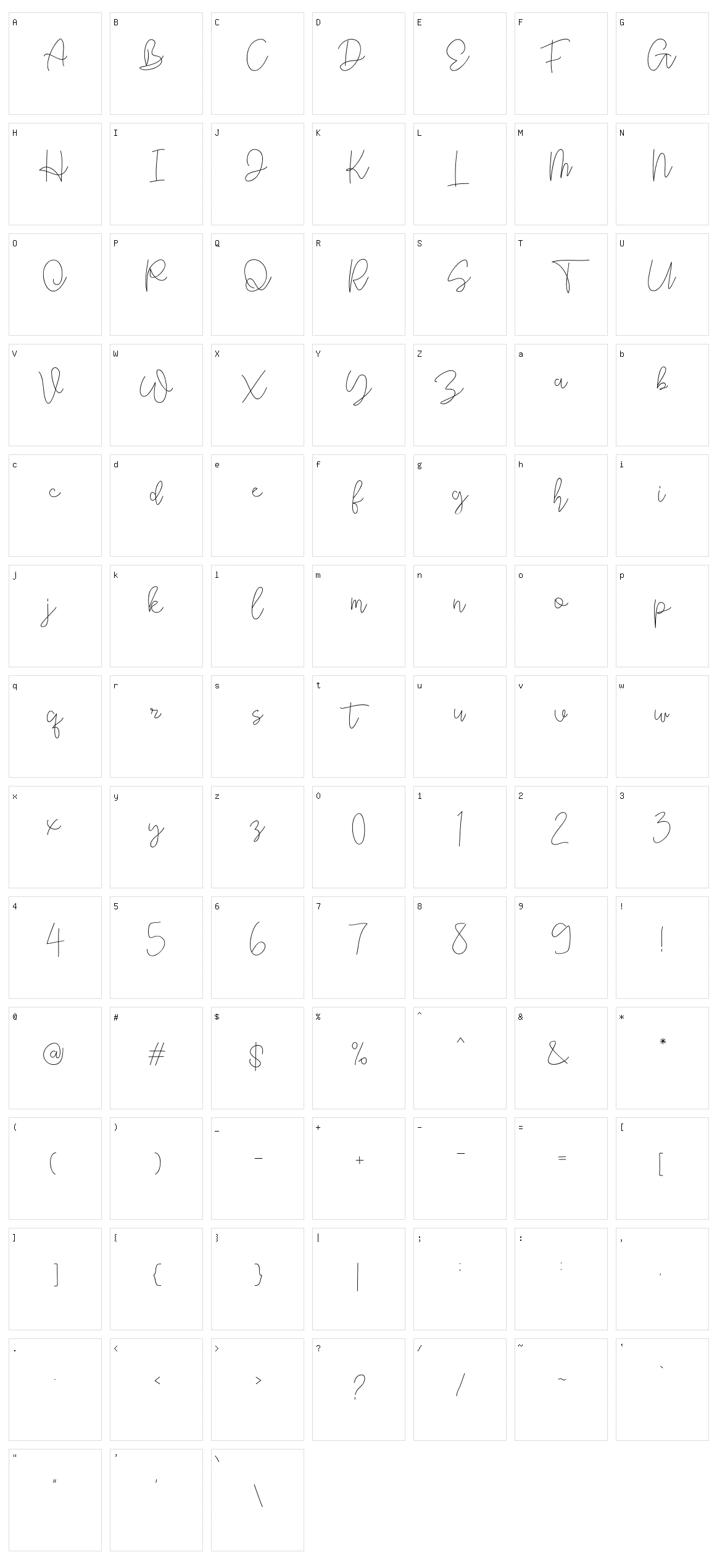 Rhythm Script Character Set