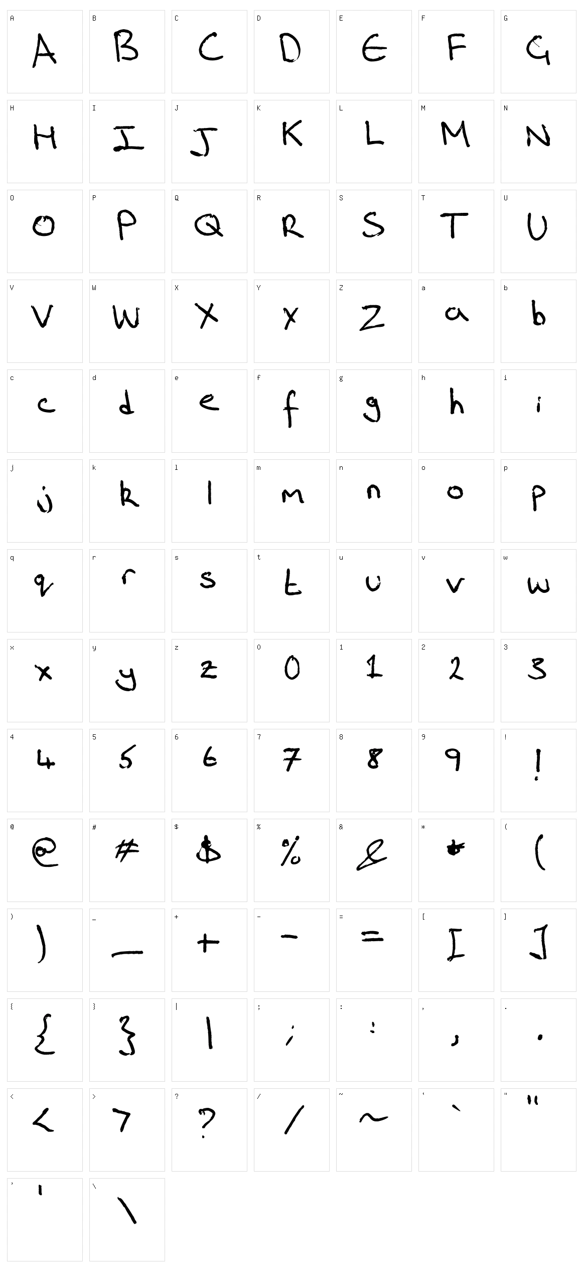 Rich's Riting Character Set