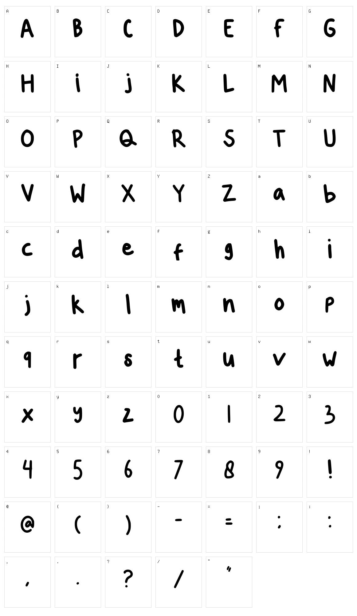 Ridhands Character Set