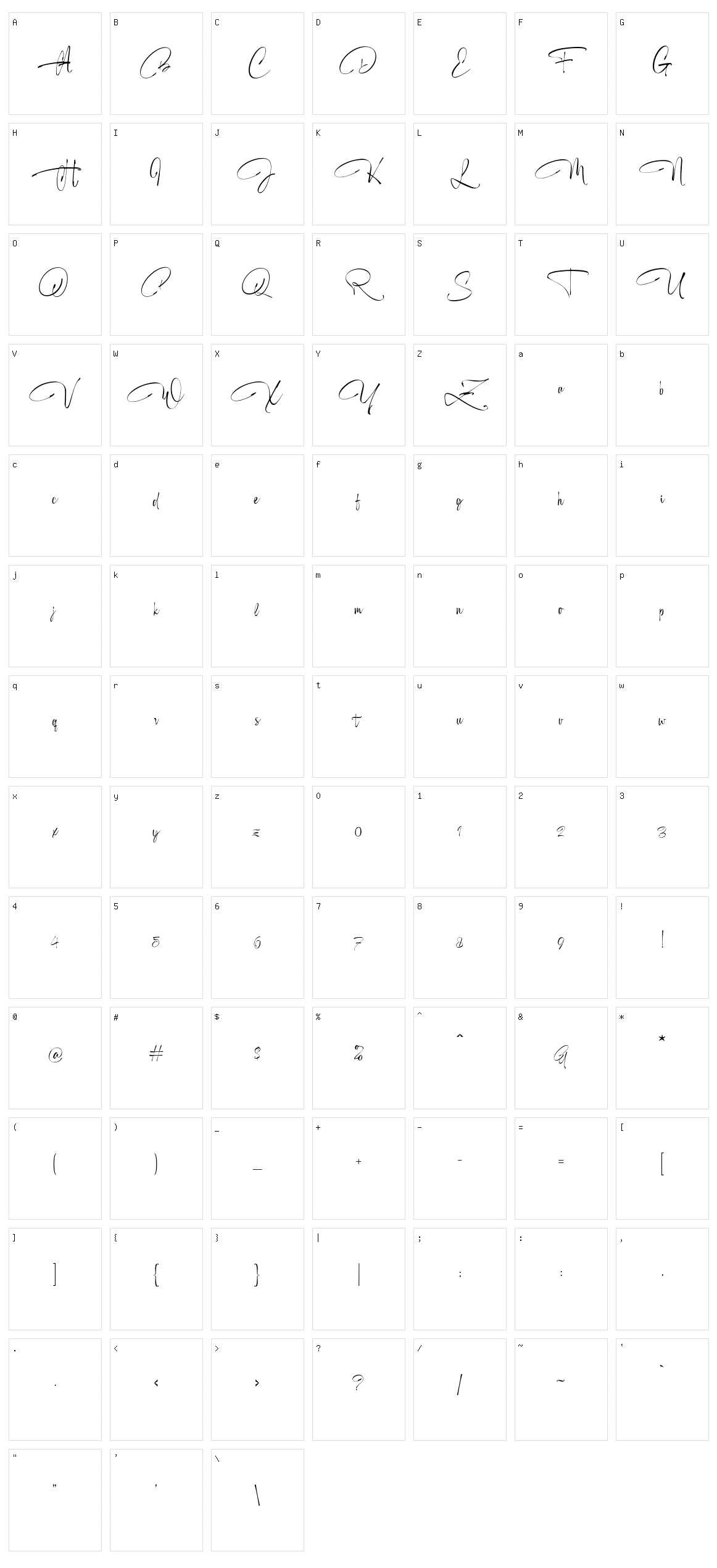 Rogelio Script Character Set