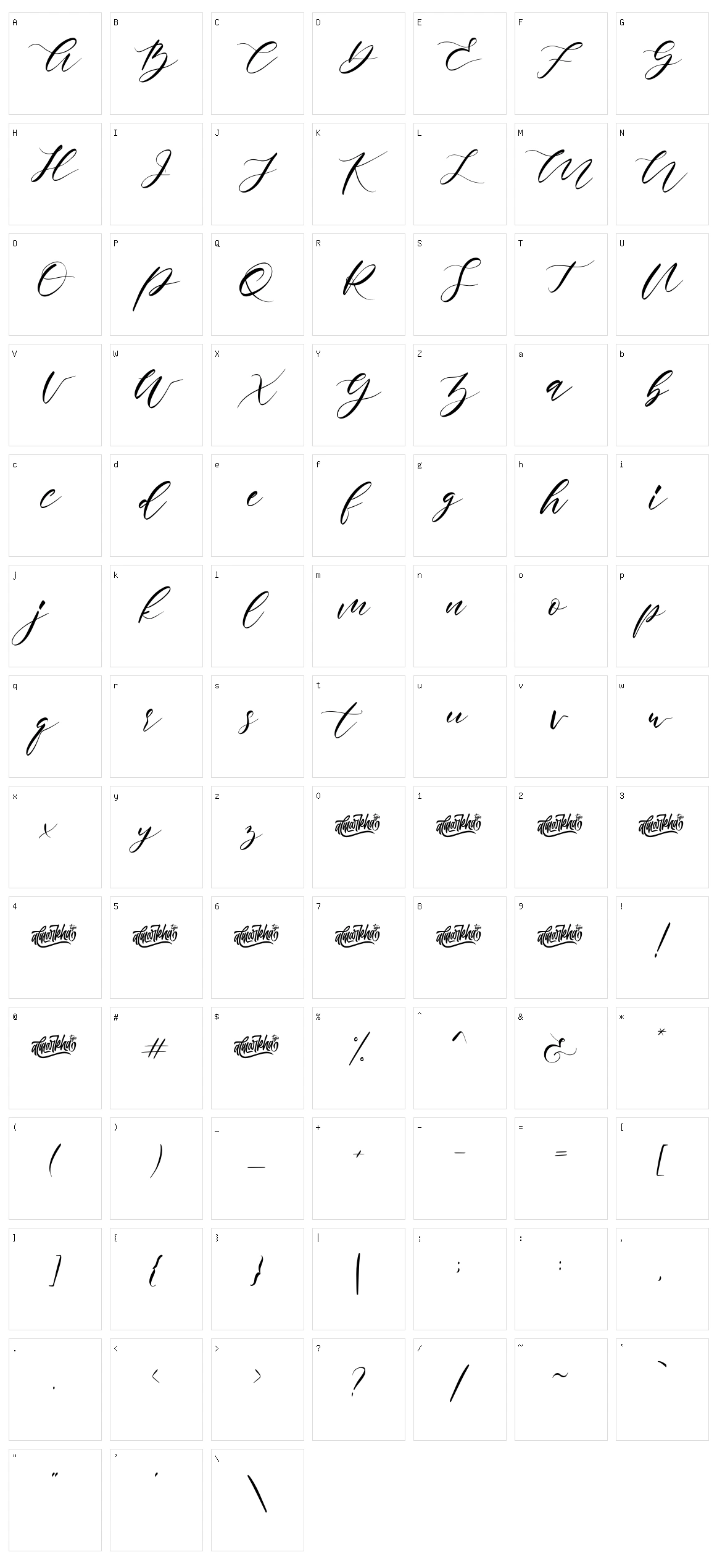Rosadetta Character Set