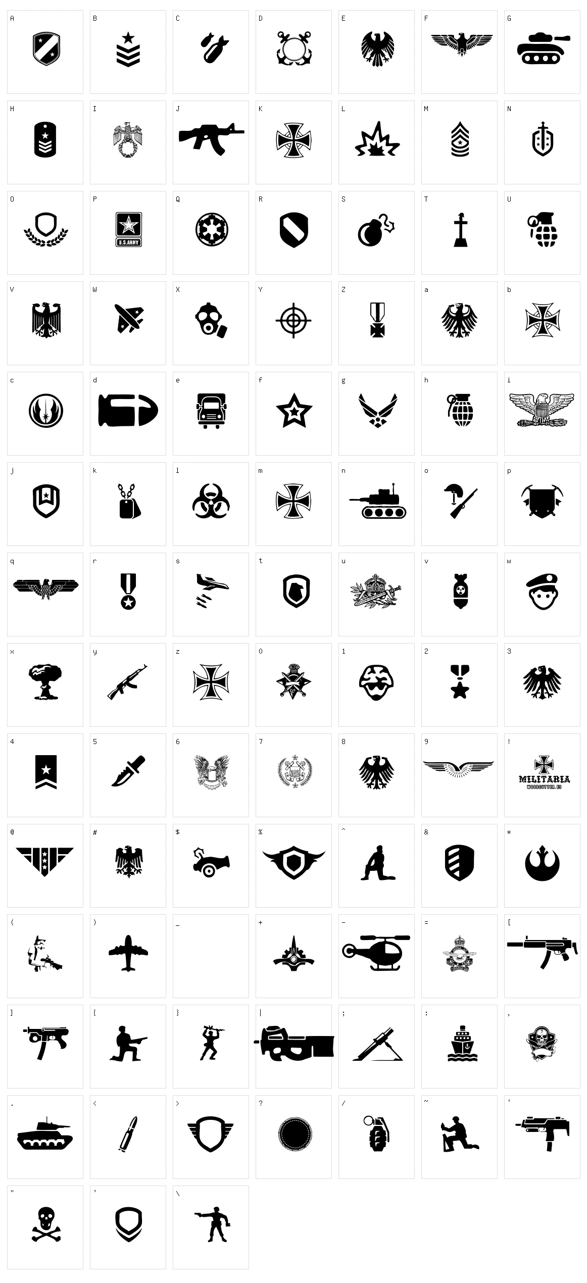 Militaria Character Set