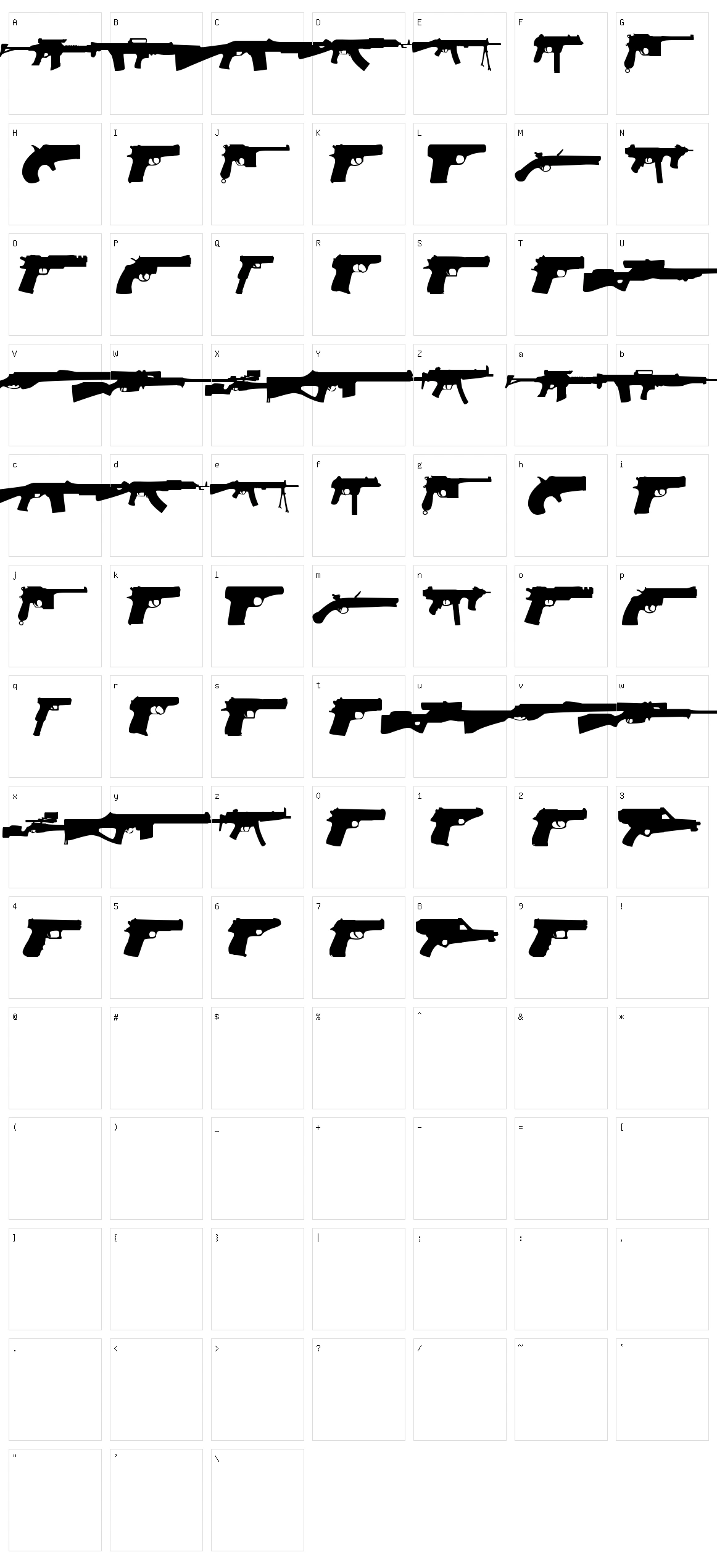 Guns Character Set