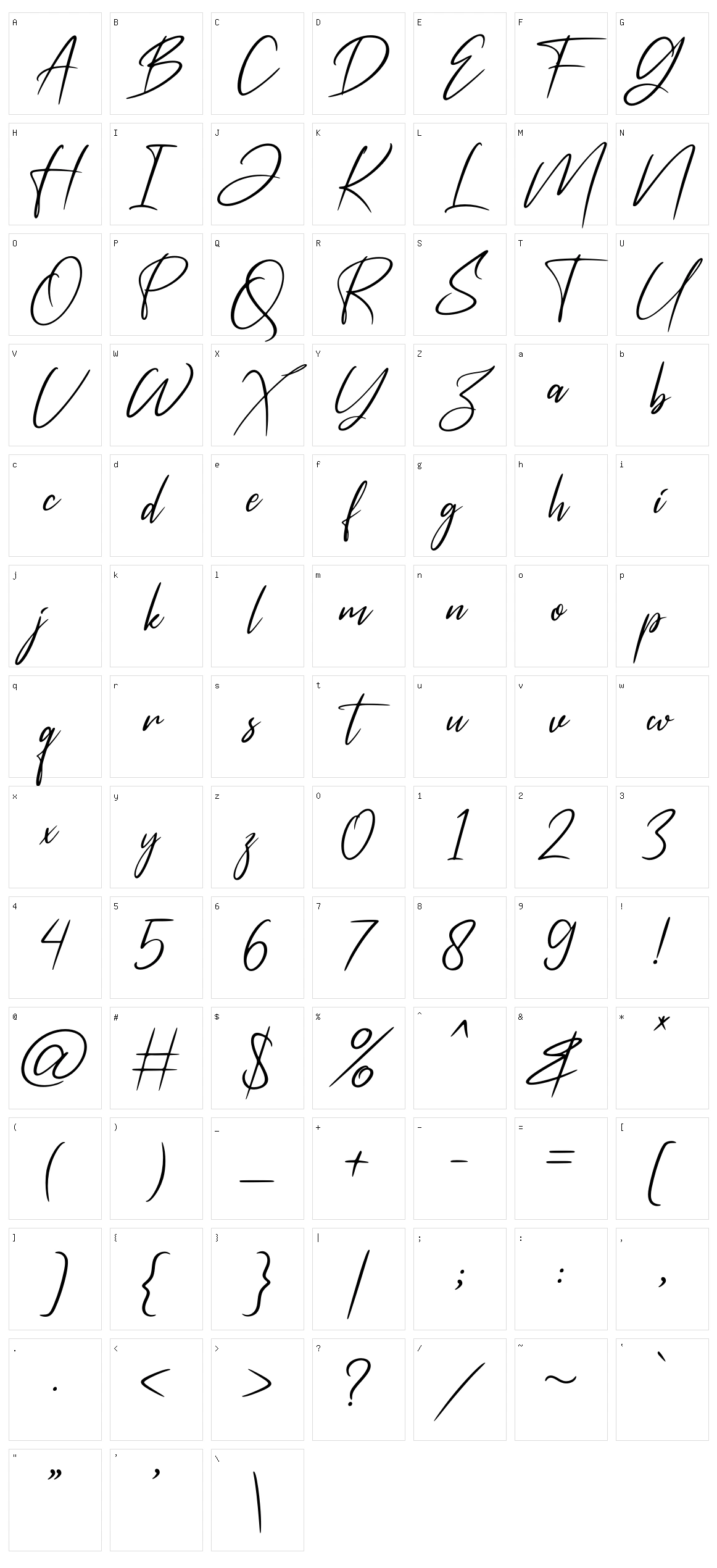 Rossatelly Character Set