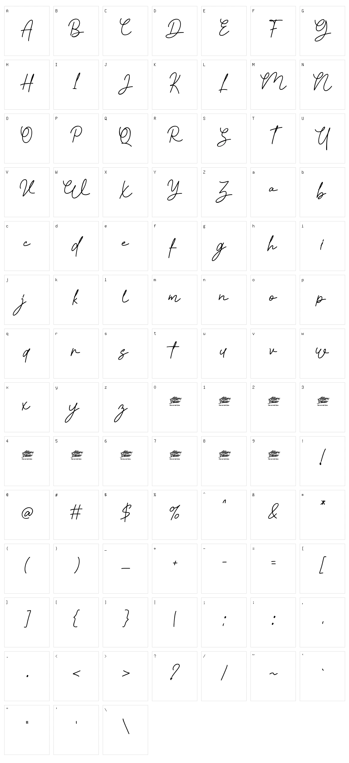 Rosseta Notes Character Set