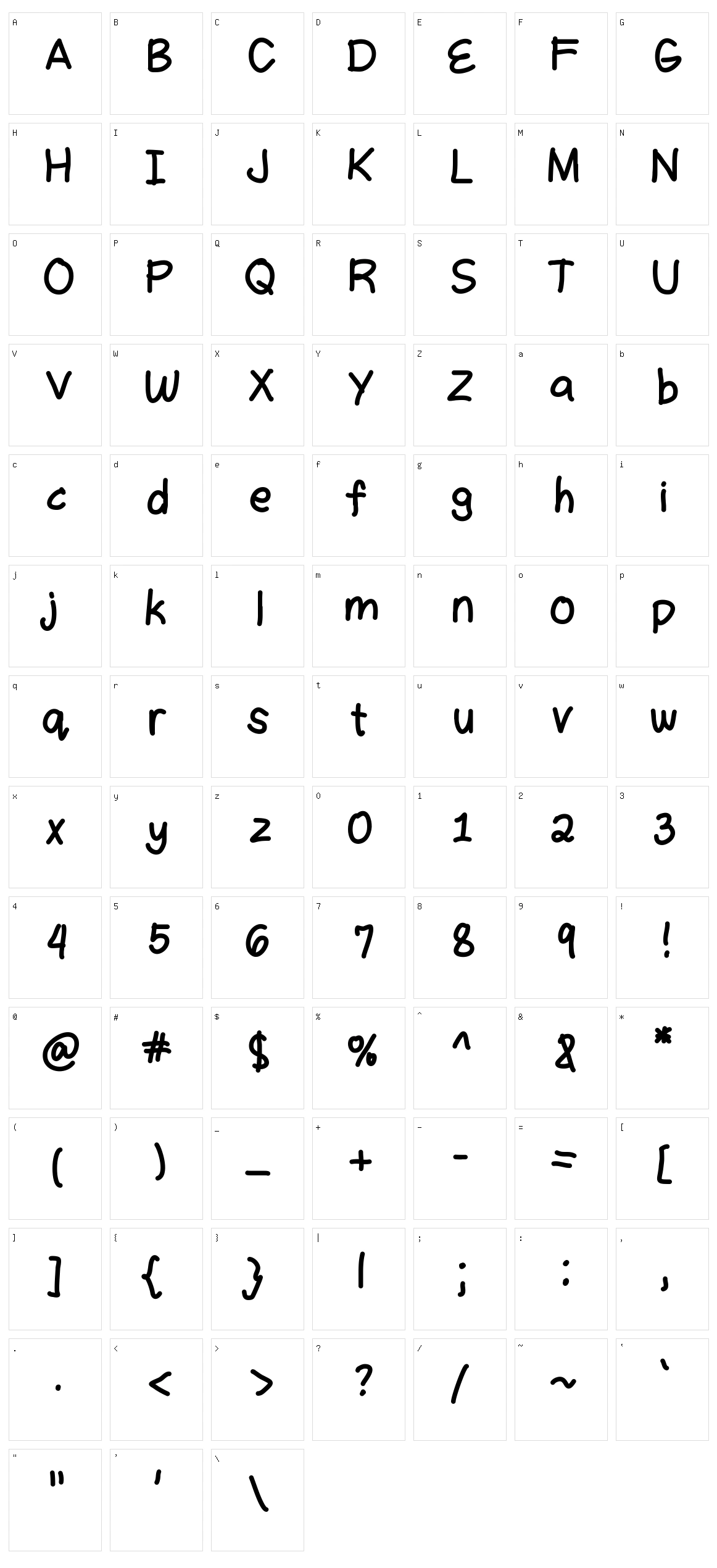 Rowis Handwriting Character Set