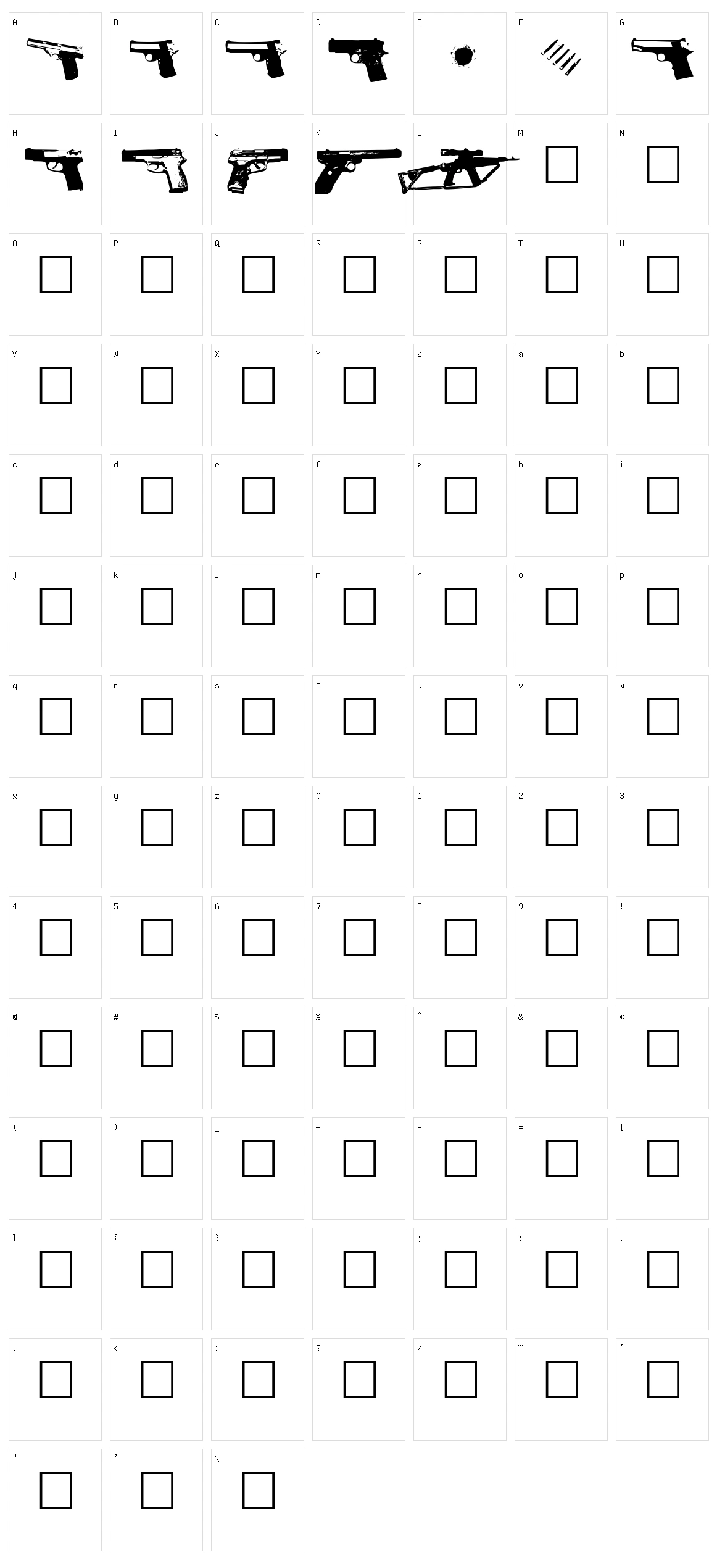 Gunbats Character Set