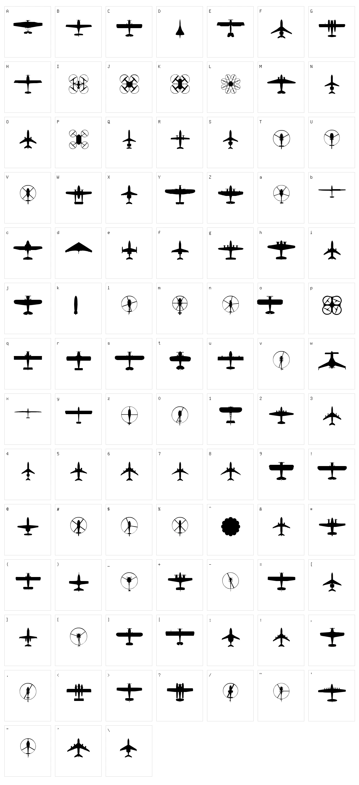 Aircraft Identification Character Set