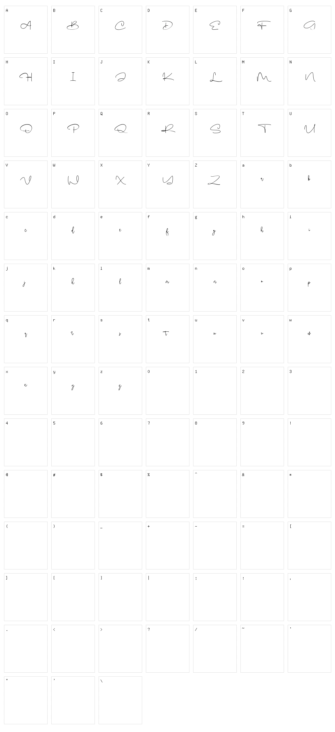 Rusty Cellair Character Set