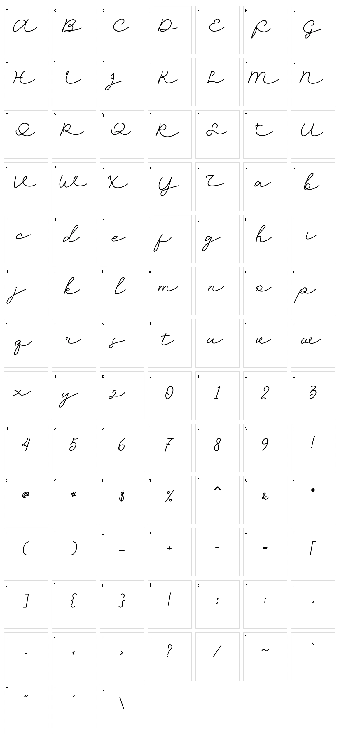 Ryan Signature Character Set